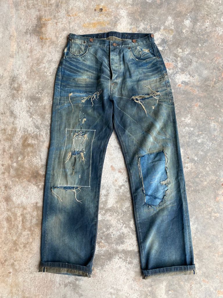 Levi's Vintage Clothing GRAIL🔥Vintage Levi’s Selvedge Repro Pat May 1873 Distress Size US 30 / EU 46 - 1 Thumbnail