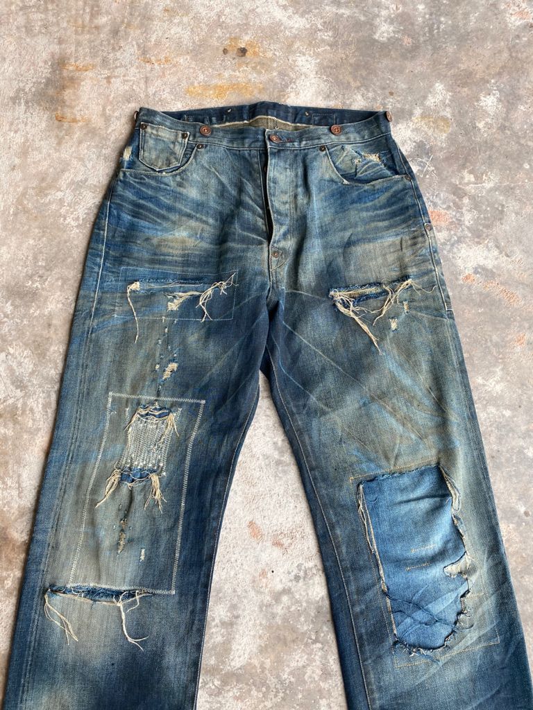 Levi's Vintage Clothing GRAIL🔥Vintage Levi’s Selvedge Repro Pat May 1873 Distress Size US 30 / EU 46 - 4 Thumbnail