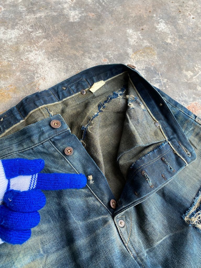 Levi's Vintage Clothing GRAIL🔥Vintage Levi’s Selvedge Repro Pat May 1873 Distress Size US 30 / EU 46 - 9 Thumbnail