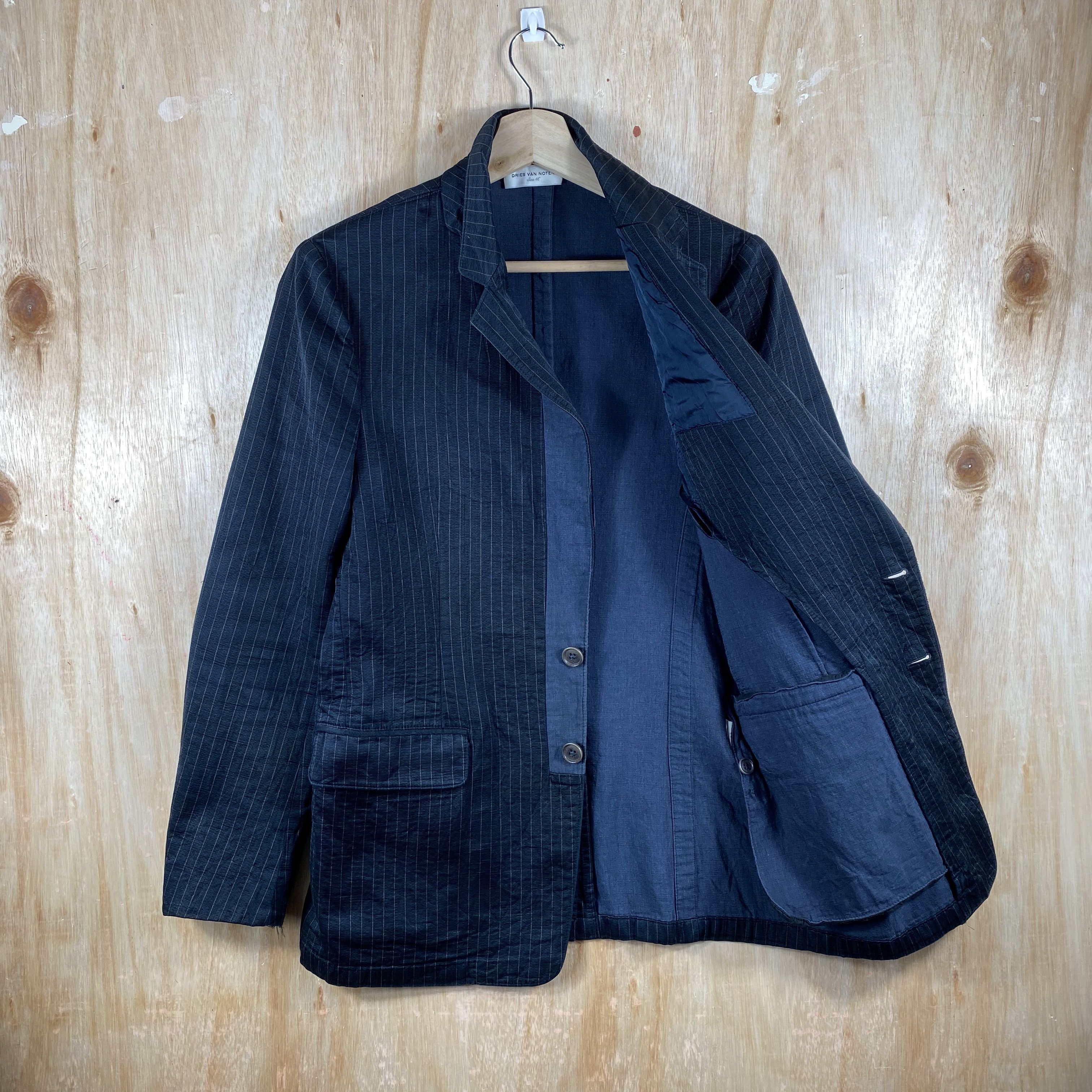 GRAIL🔥Pinstripe Dries Van Noten Blazer Faded Black Stripe
