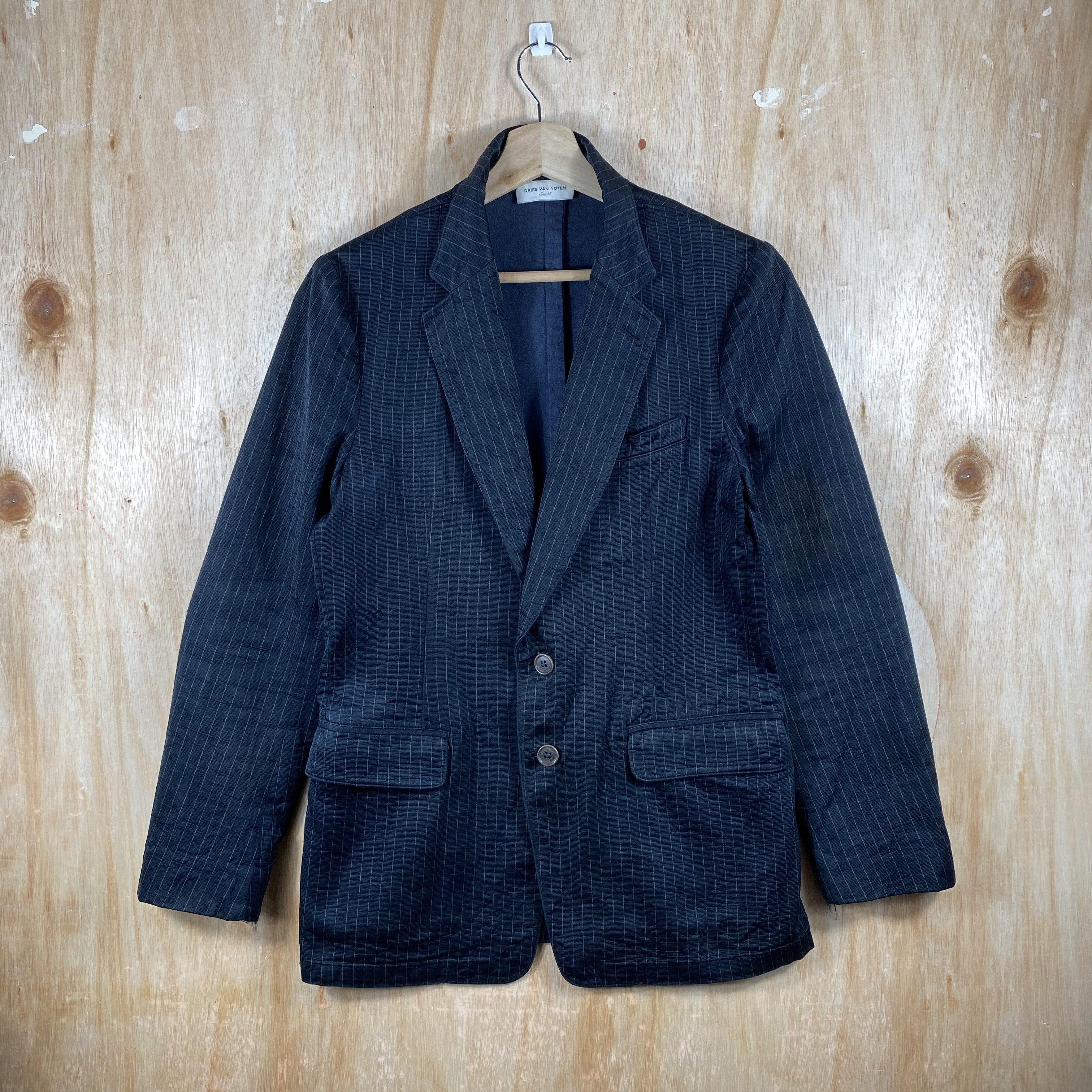Dries Van Noten GRAIL🔥Pinstripe Dries Van Noten Blazer Faded Black Stripe Size US S / EU 44-46 / 1 - 2 Thumbnail