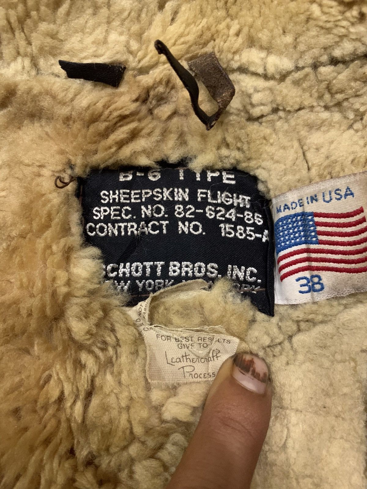 Schott × Vintage Vintage 80’s Schott B-6 Sheepskin Flight Leather Jacket Size US S / EU 44-46 / 1 - 6 Thumbnail
