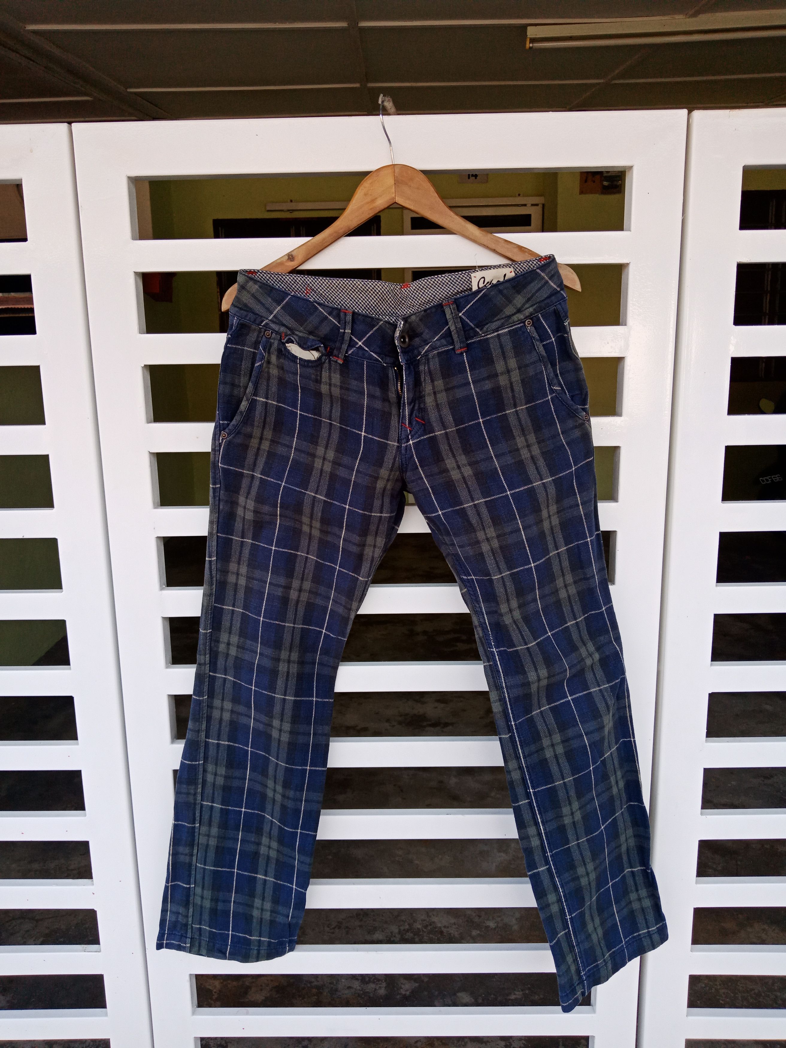 In The Attic Cepo Military Inspired Tartan Checker Pants Size US 33 - 2 Thumbnail