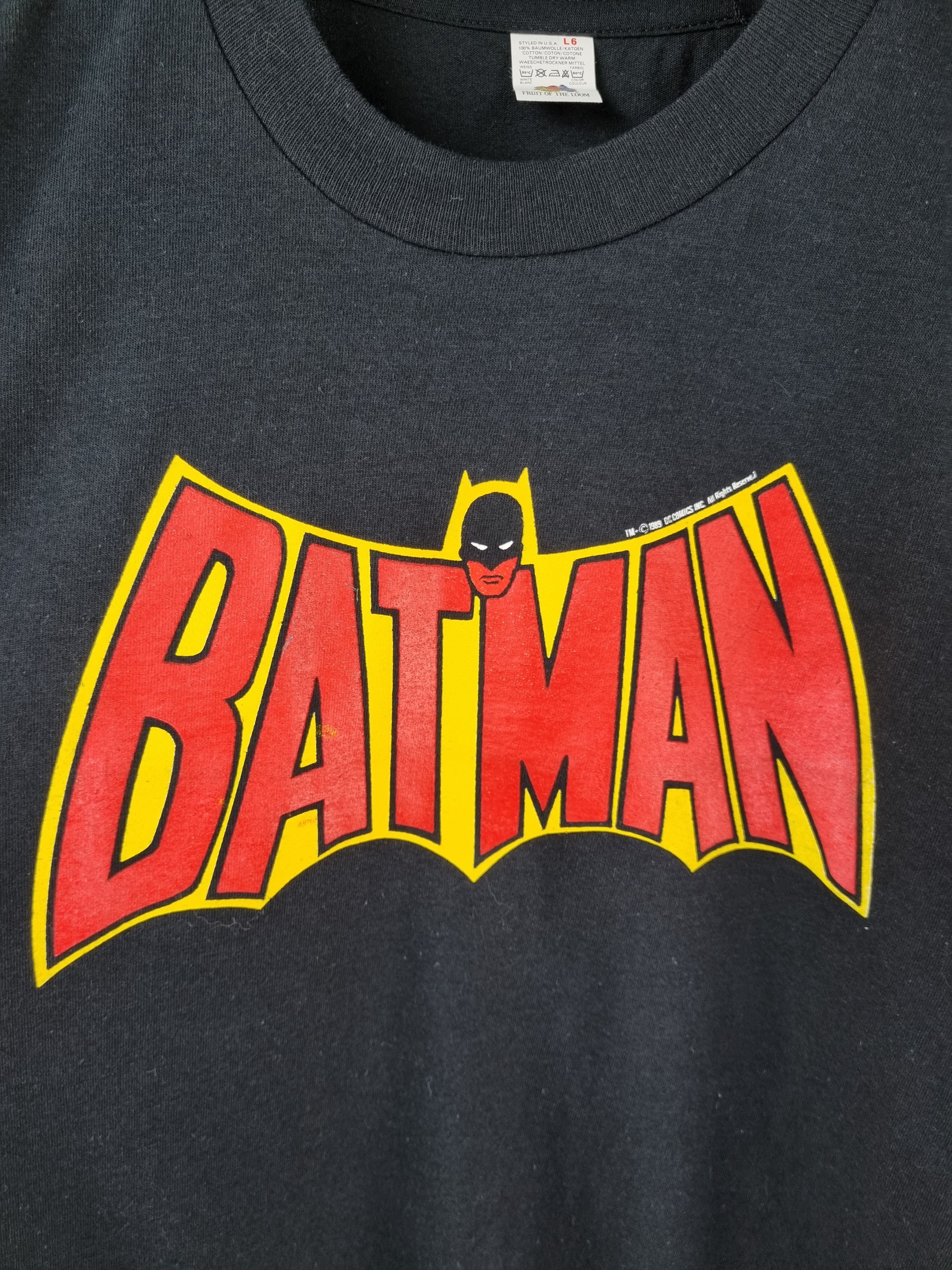 DC Comics × Vintage 1989 single stitch Batman Red Logo death stock tee Size US M / EU 48-50 / 2 - 3 Thumbnail
