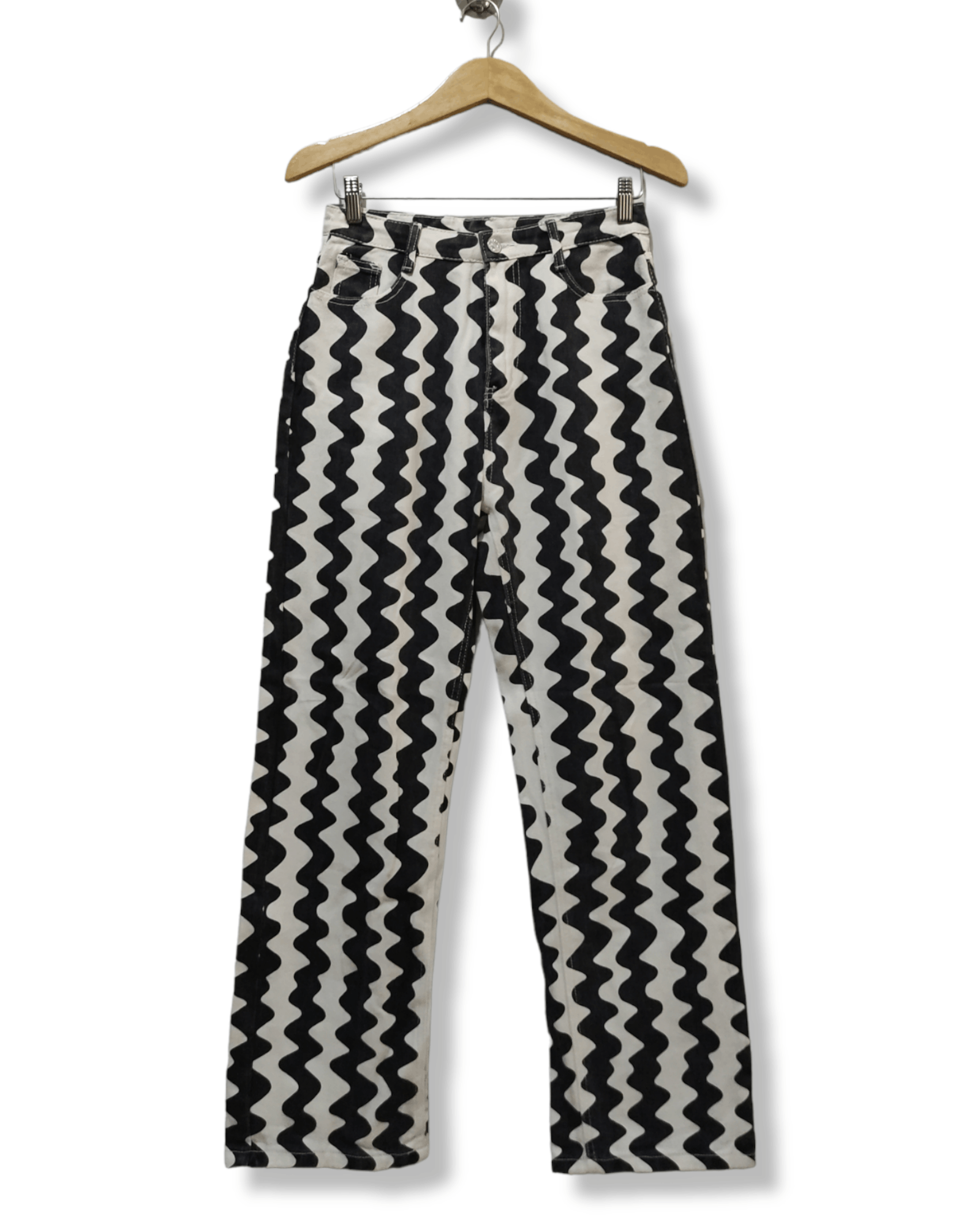 Japanese Brand × Le Grande Bleu (L.G.B.) × Tornado Mart Shein Wavy Line Pattern Pant Size US 29 - 1 Thumbnail