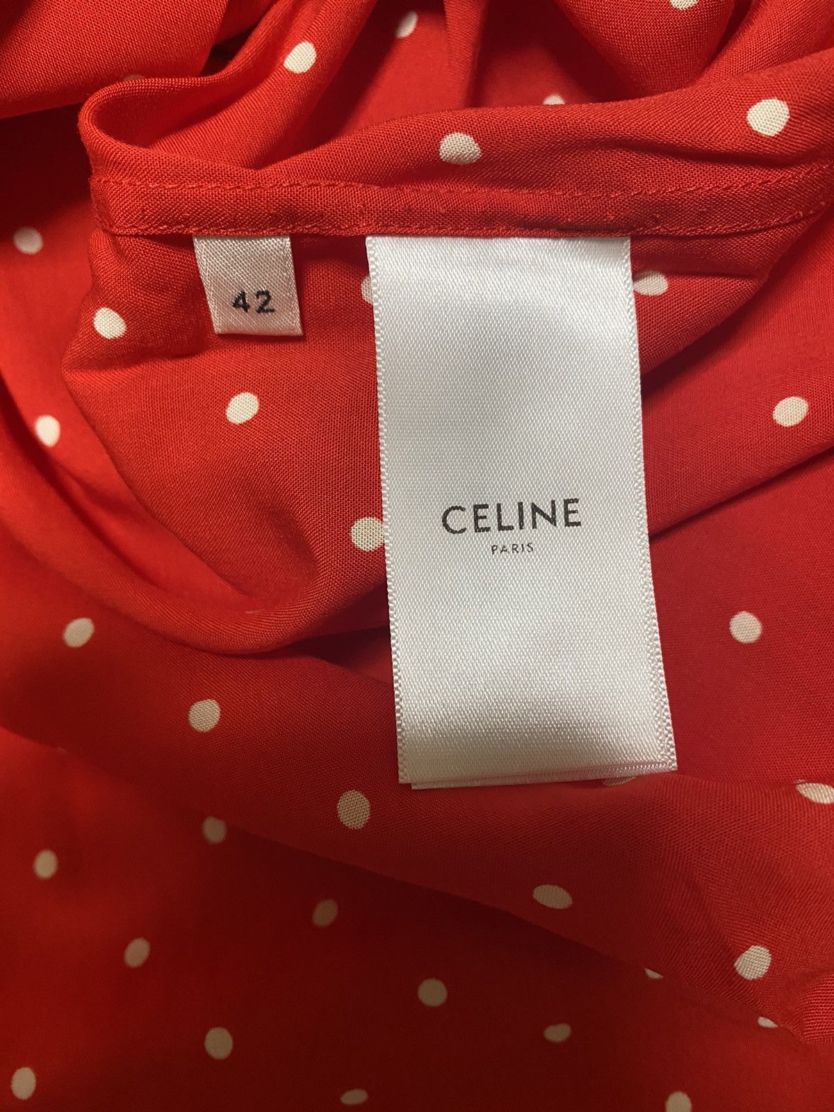 Celine × Hedi Slimane Red polka dot shirt Sz42 Size US L / EU 52-54 / 3 - 10 Thumbnail