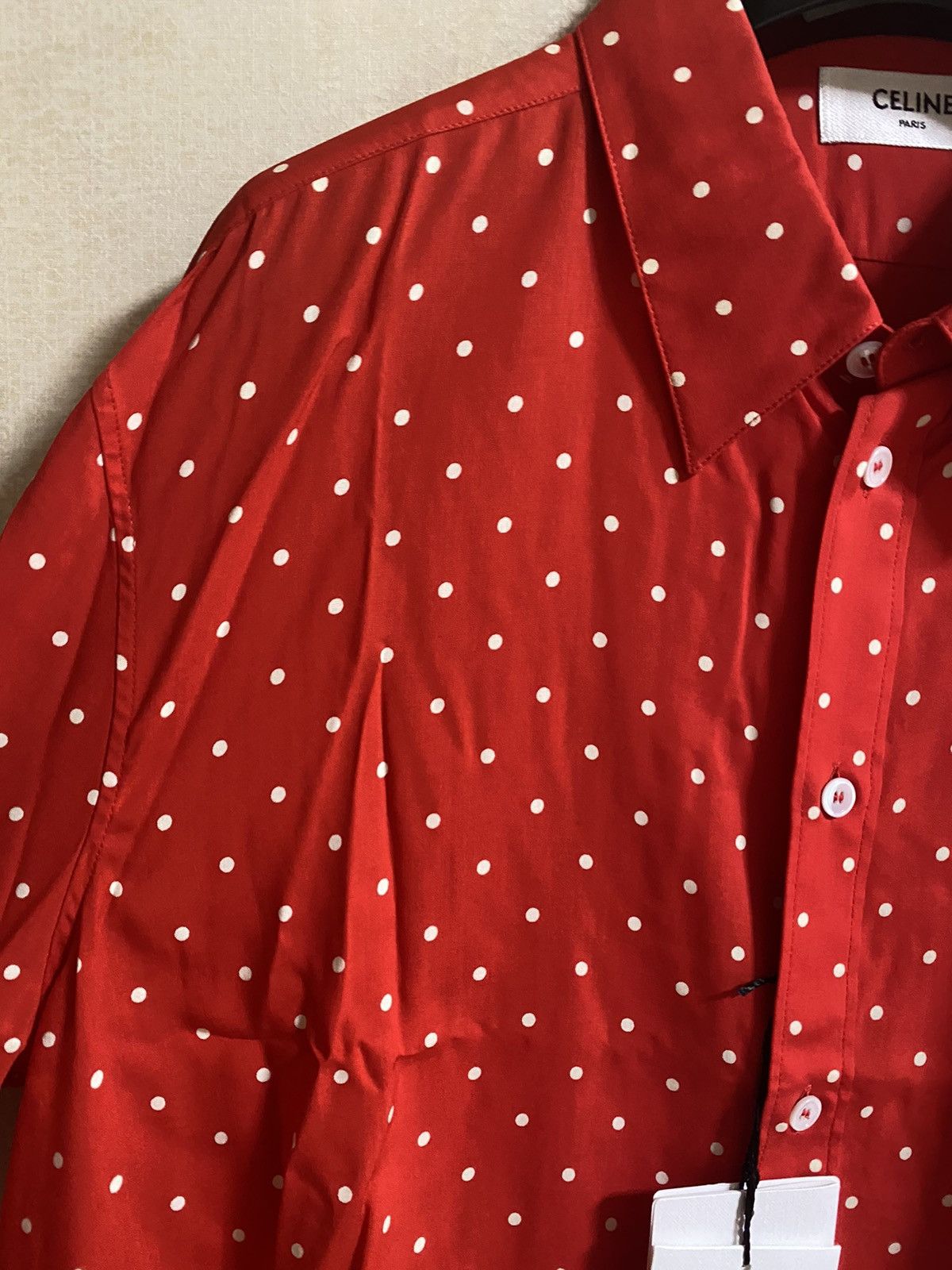 Celine × Hedi Slimane Red polka dot shirt Sz42 Size US L / EU 52-54 / 3 - 6 Thumbnail