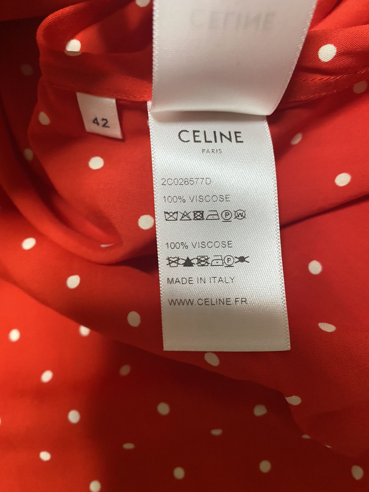 Celine × Hedi Slimane Red polka dot shirt Sz42 Size US L / EU 52-54 / 3 - 11 Thumbnail