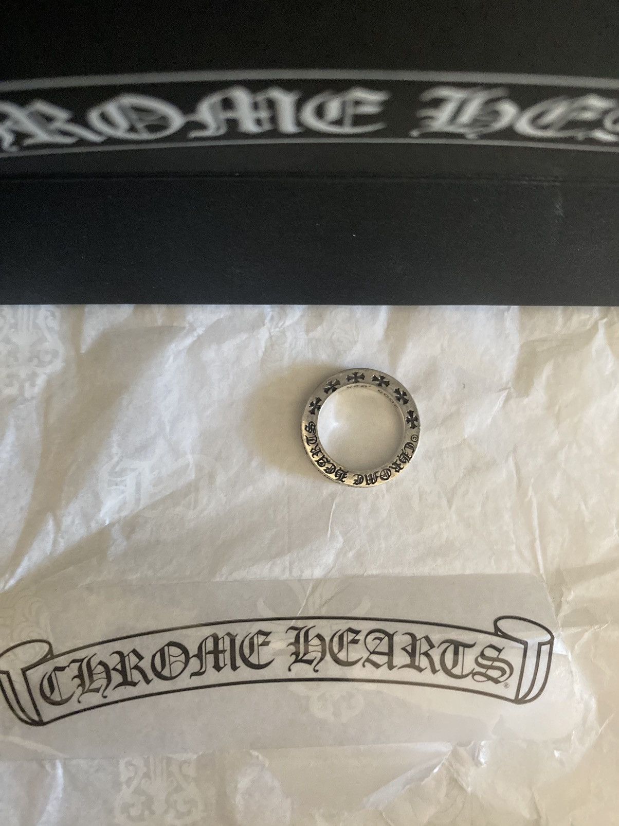 image of Chrome Hearts “ Malibu Fuck You” Ring Size 3.5 in Silver, Men's