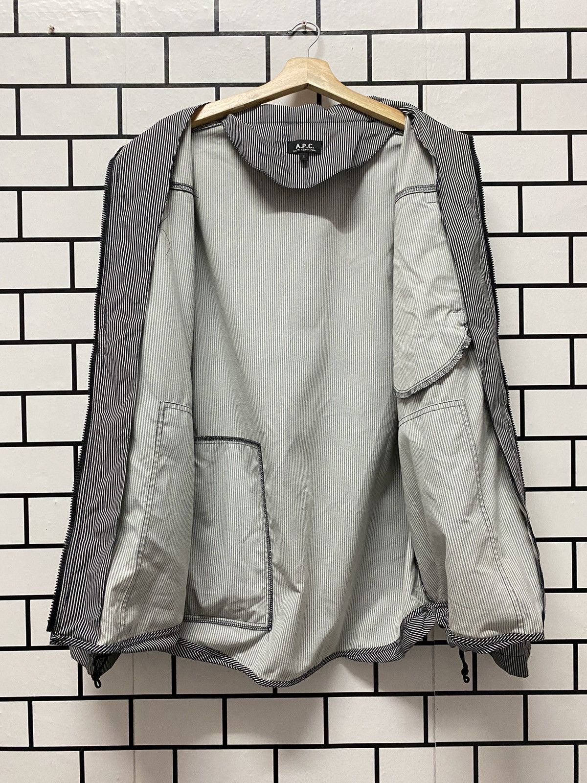 A.P.C. A.P.C Paris Hickory Stripe Hidden Hoodie AW Jacket Size US L / EU 52-54 / 3 - 16 Thumbnail