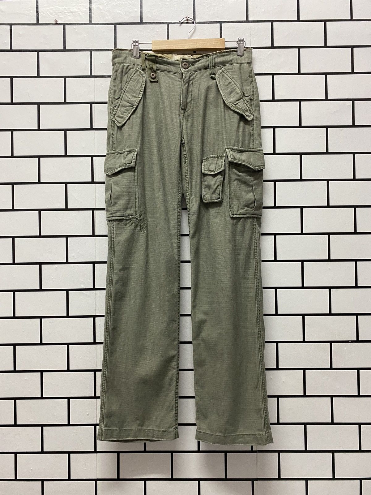 image of Designer La:rl Japan Technical Utility Multi Pocket Cargo Pants in Olive, Men's (Size 30)