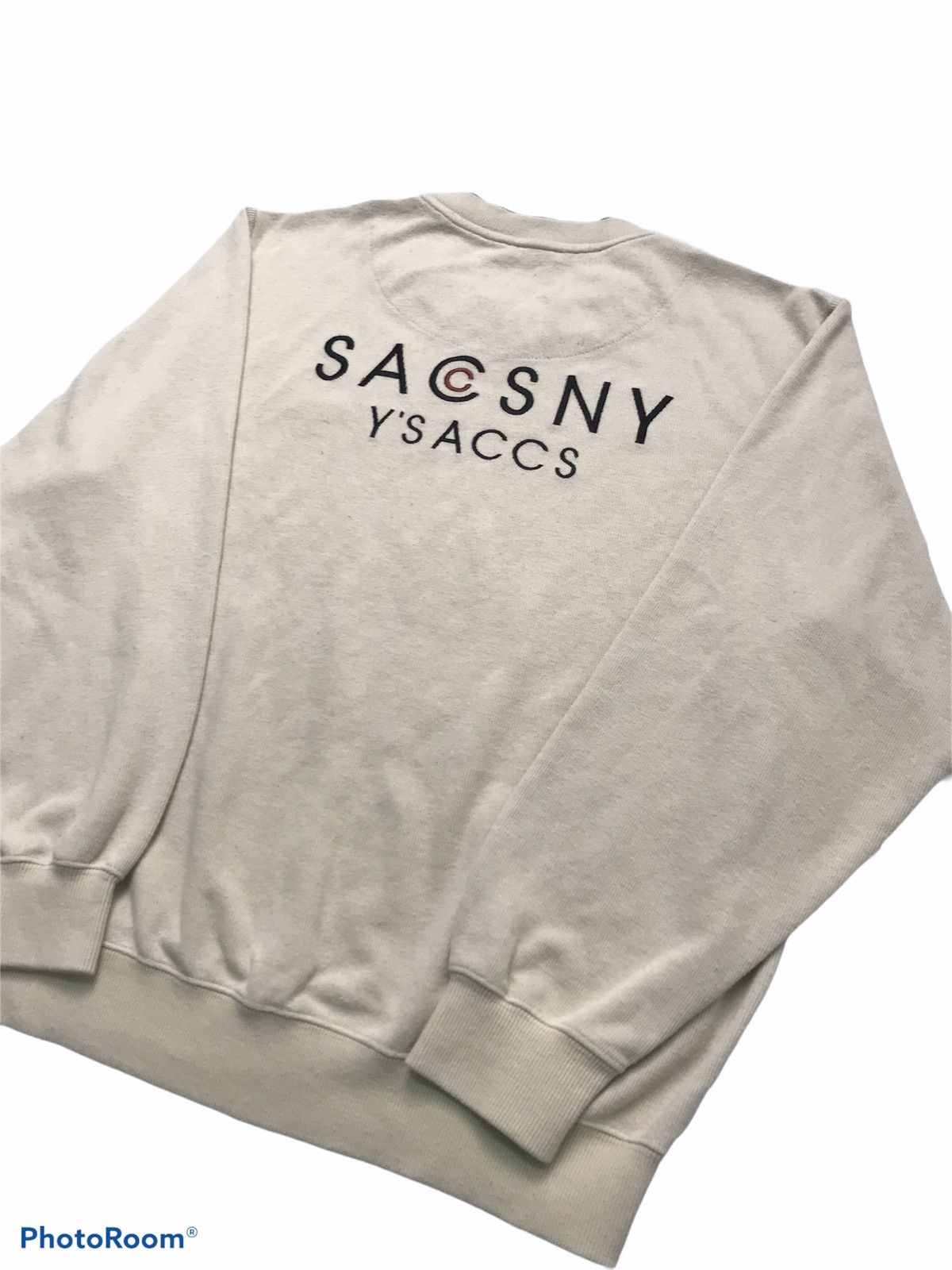 Yohji Yamamoto Yohji Yamamoto Sacsny Y’saccs Embroidered Sweatshirt Cream Size US S / EU 44-46 / 1 - 2 Thumbnail