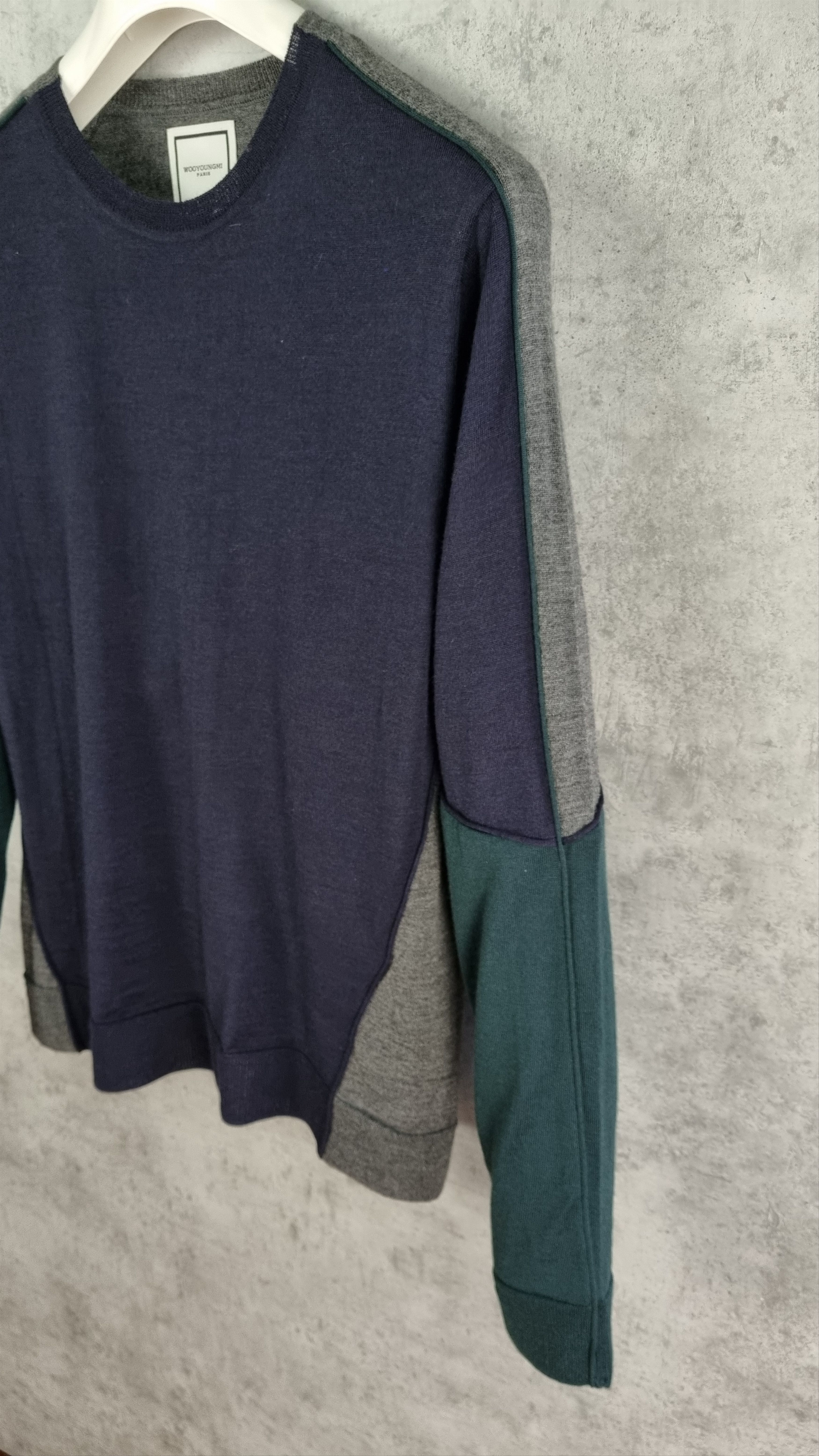 Japanese Brand × Wooyoungmi Rare Wooyoungmi Wool Crewneck Sweater Patchwork Size US M / EU 48-50 / 2 - 9 Thumbnail