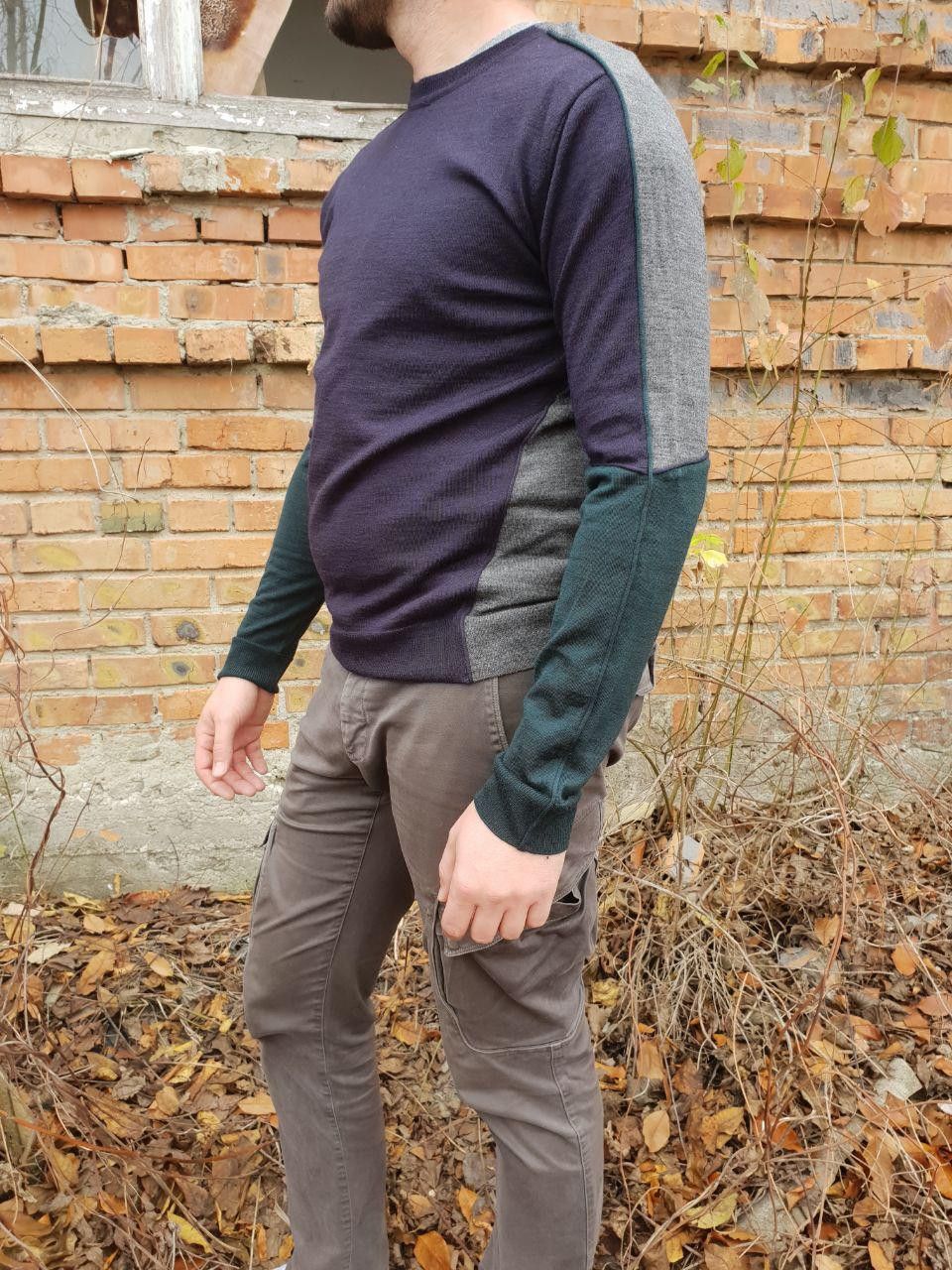 Japanese Brand × Wooyoungmi Rare Wooyoungmi Wool Crewneck Sweater Patchwork Size US M / EU 48-50 / 2 - 7 Thumbnail