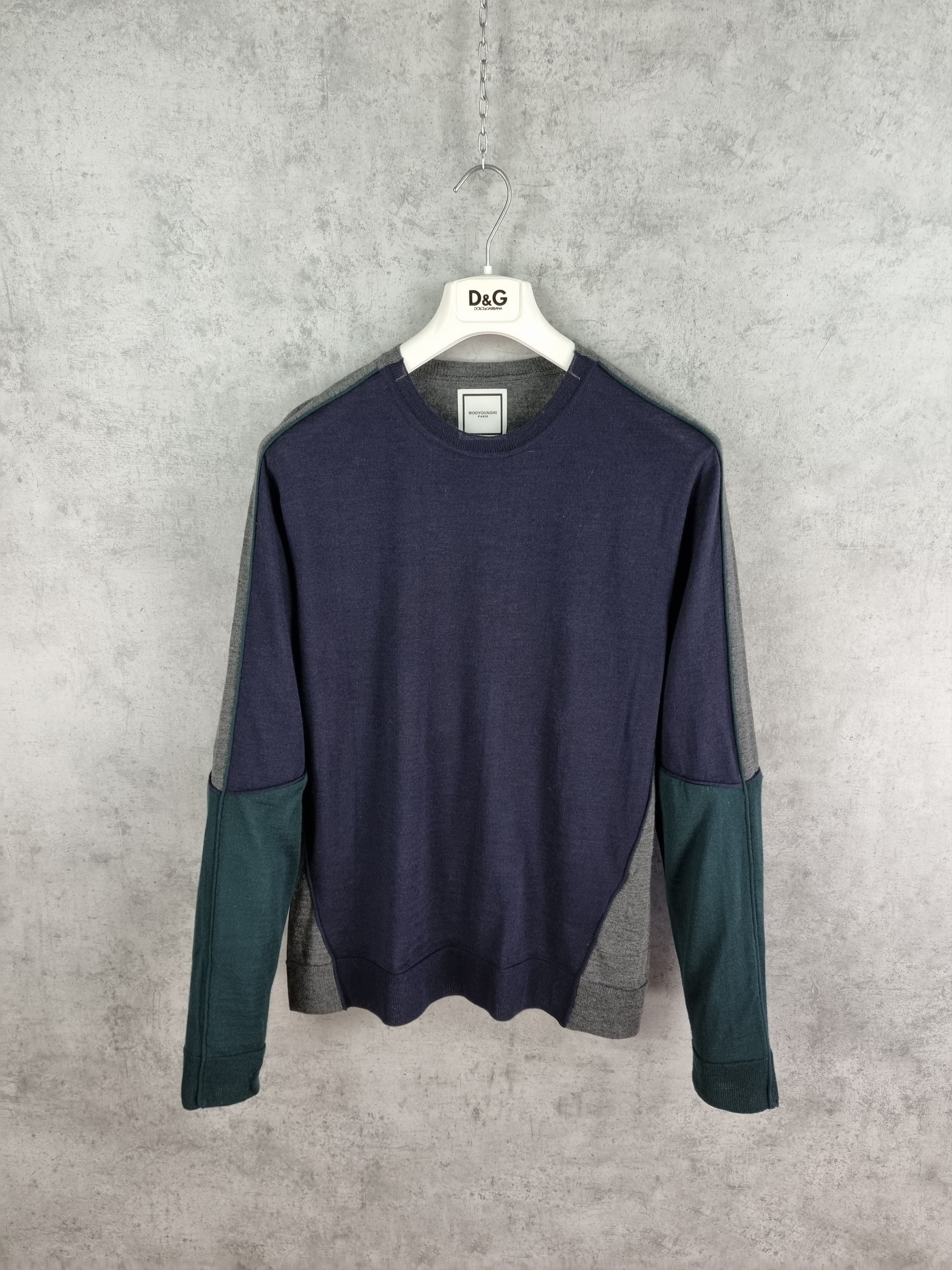 Japanese Brand × Wooyoungmi Rare Wooyoungmi Wool Crewneck Sweater Patchwork Size US M / EU 48-50 / 2 - 1 Thumbnail