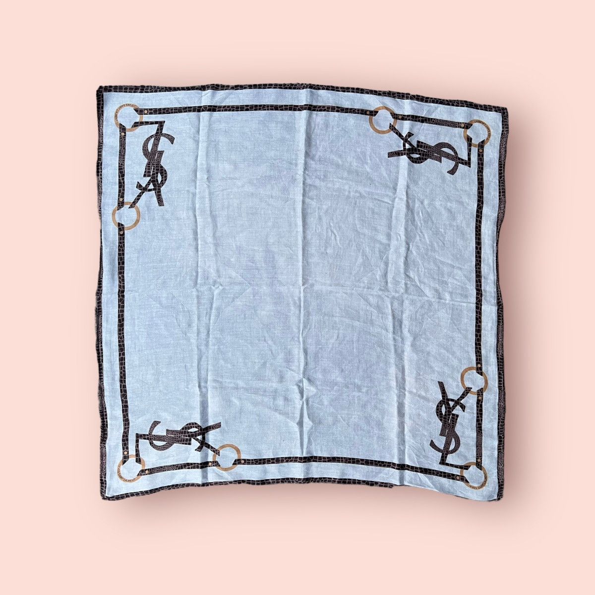 Vintage × Yves Saint Laurent VINTAGE YSL WHITE MONOGRAM SCARF POCKET SQUARE Size ONE SIZE - 9 Thumbnail