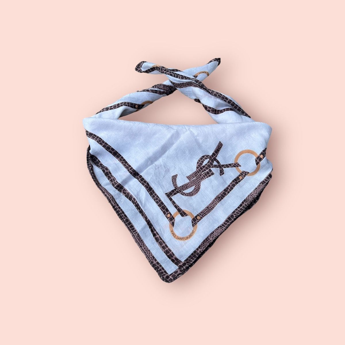 Vintage × Yves Saint Laurent VINTAGE YSL WHITE MONOGRAM SCARF POCKET SQUARE Size ONE SIZE - 3 Thumbnail