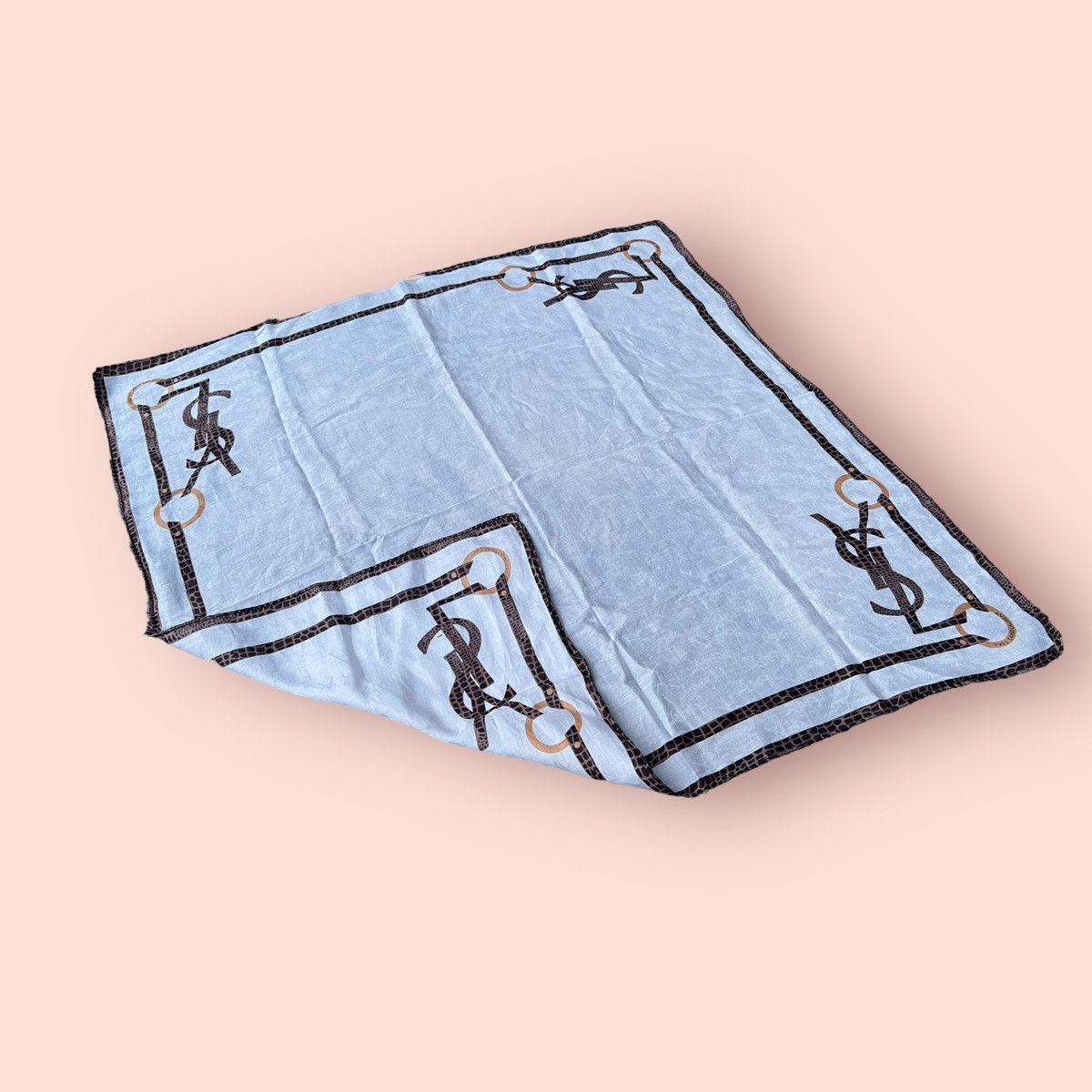 Vintage × Yves Saint Laurent VINTAGE YSL WHITE MONOGRAM SCARF POCKET SQUARE Size ONE SIZE - 5 Thumbnail