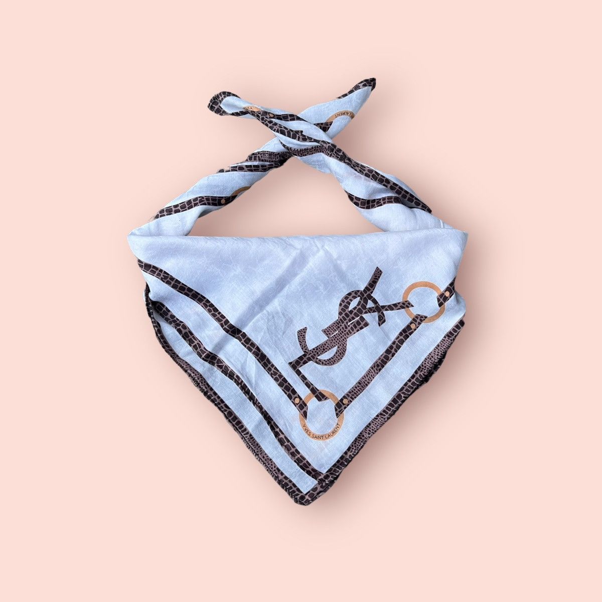 Vintage × Yves Saint Laurent VINTAGE YSL WHITE MONOGRAM SCARF POCKET SQUARE Size ONE SIZE - 2 Thumbnail