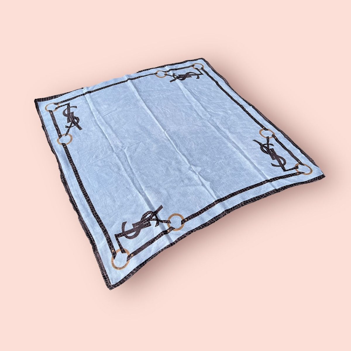 Vintage × Yves Saint Laurent VINTAGE YSL WHITE MONOGRAM SCARF POCKET SQUARE Size ONE SIZE - 8 Thumbnail
