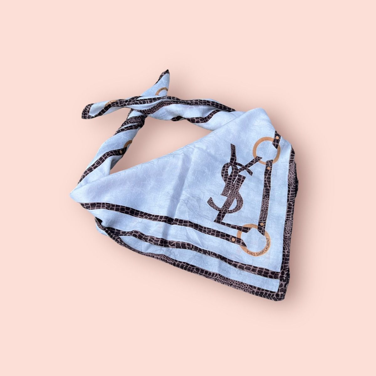 Vintage × Yves Saint Laurent VINTAGE YSL WHITE MONOGRAM SCARF POCKET SQUARE Size ONE SIZE - 1 Thumbnail