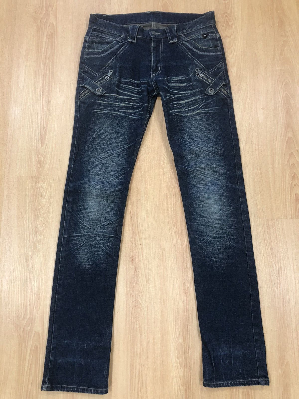 image of Ppfm Distressed Denim Punk Style in Blue, Men's (Size 30)