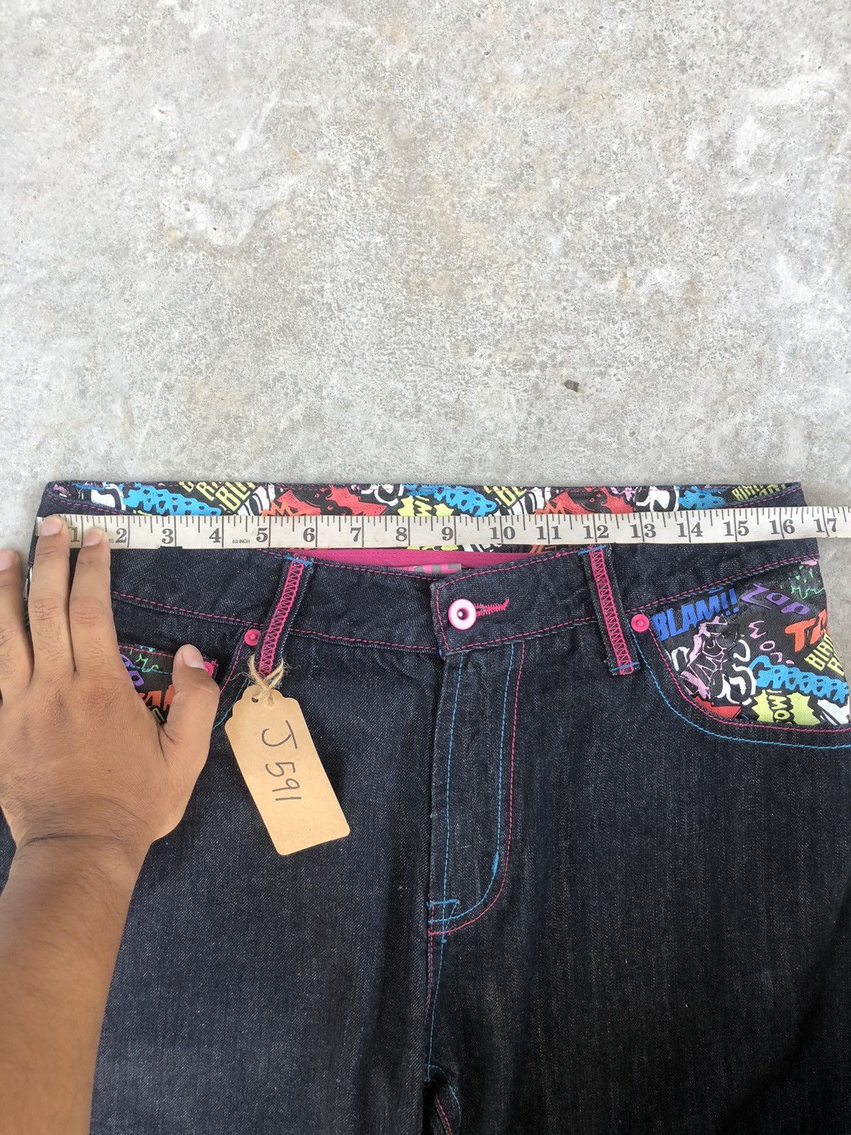 Japanese Brand Japanese Street Hit Daicock Evisu Style Painted Size US 33 - 18 Thumbnail