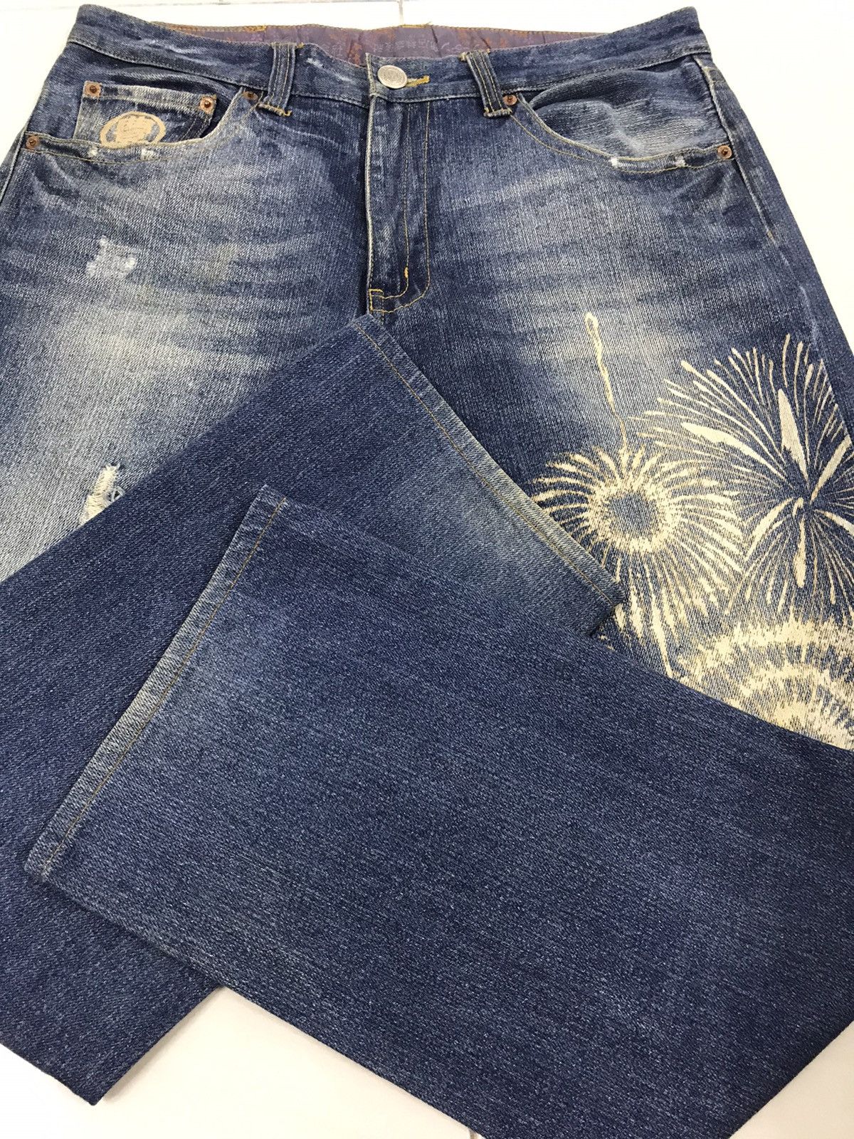 Japanese Brand Vintage Art Fireworks Jeans Evisu Kapital Style Size US 34 / EU 50 - 8 Thumbnail