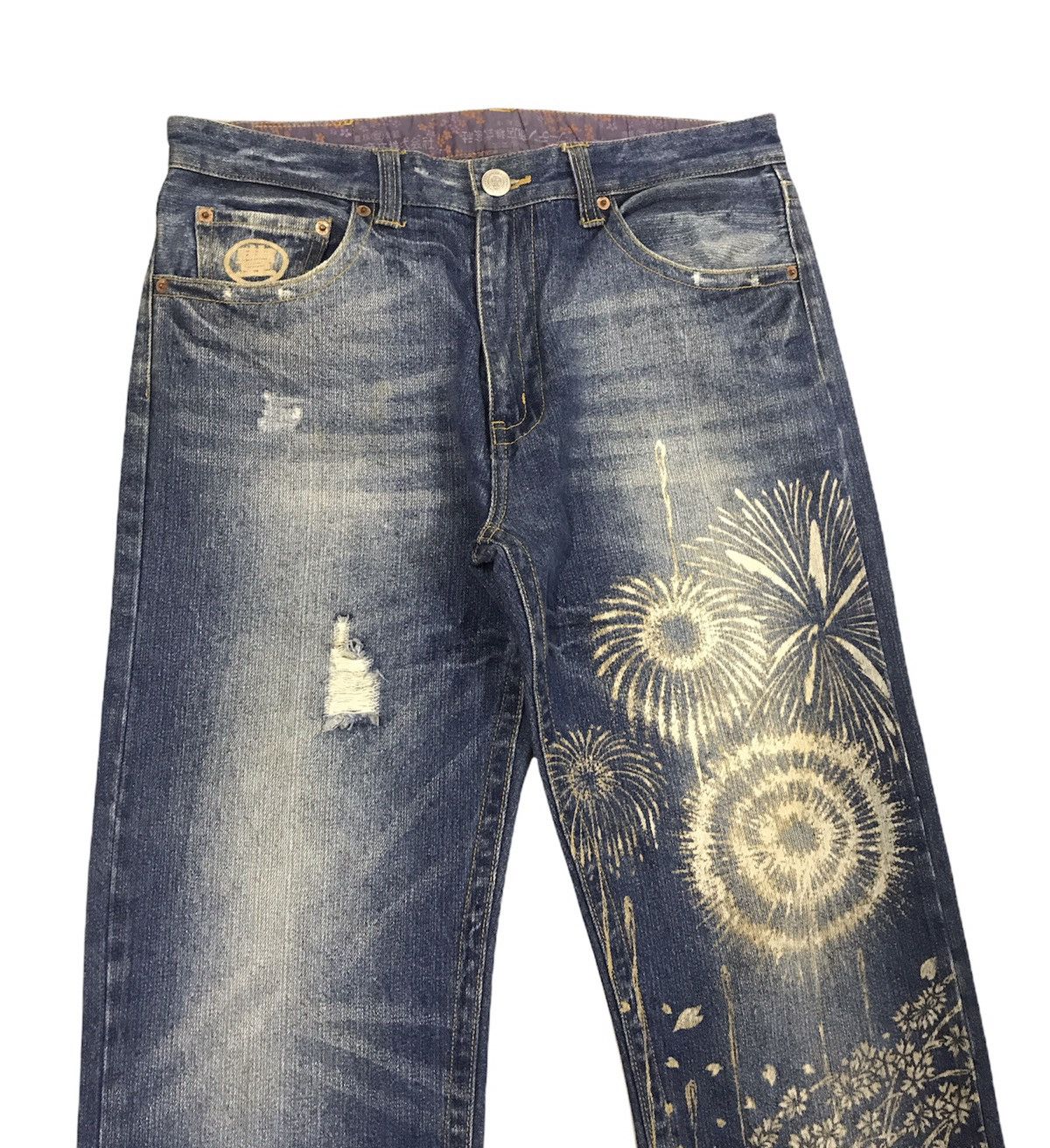 Japanese Brand Vintage Art Fireworks Jeans Evisu Kapital Style Size US 34 / EU 50 - 3 Thumbnail