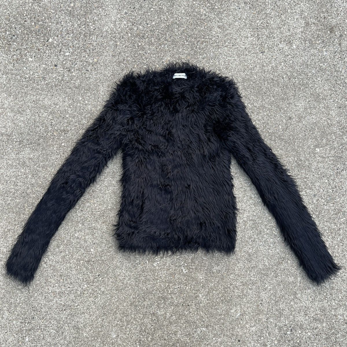 image of Balenciaga A/w 18 Faux Fur Sweater in Black, Men's (Size Small)