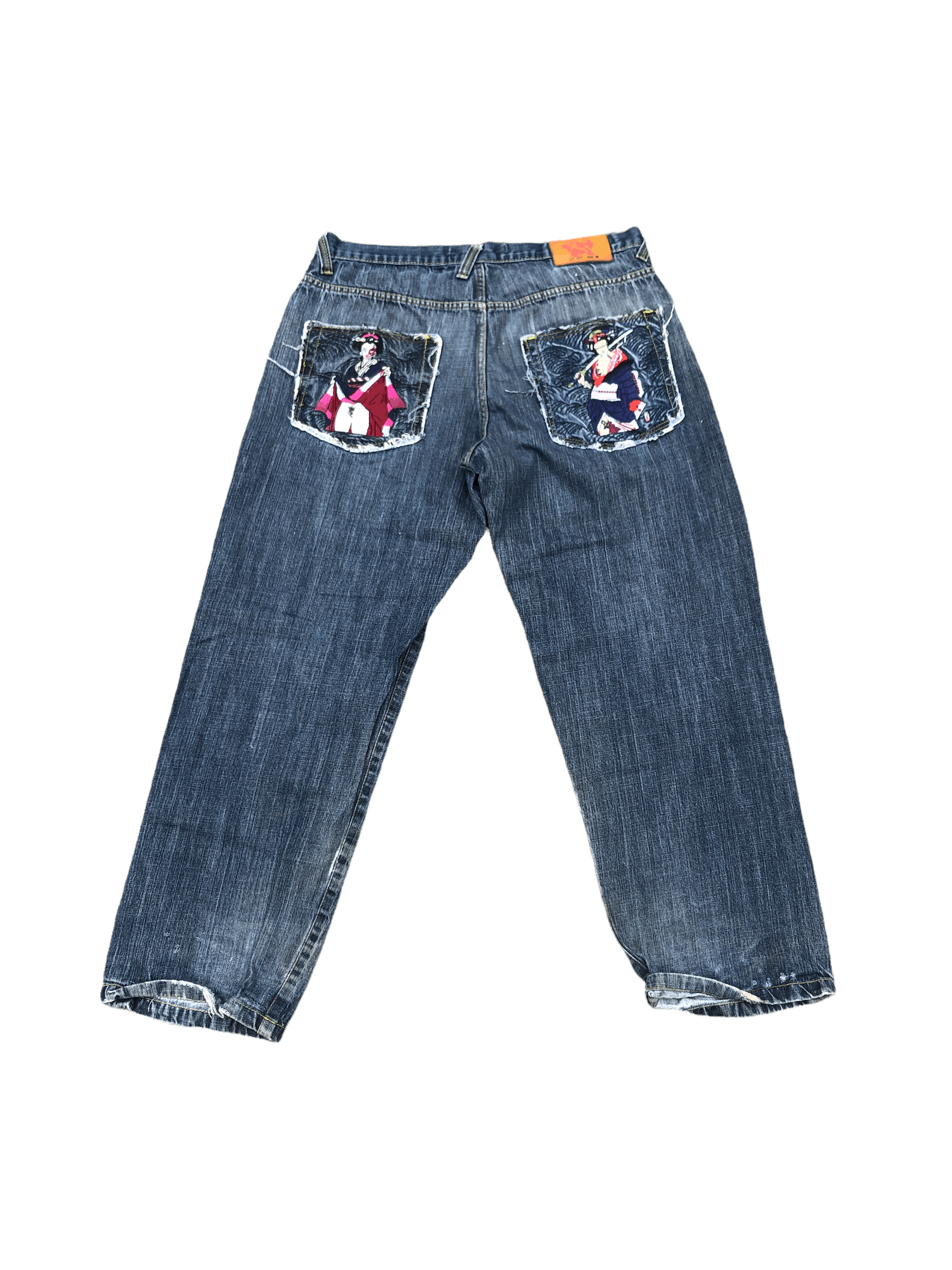 Japanese Brand × Vintage Vintage Japanese Denim Embroidered Jeans Size 38 Katana Size US 38 / EU 54 - 3 Thumbnail