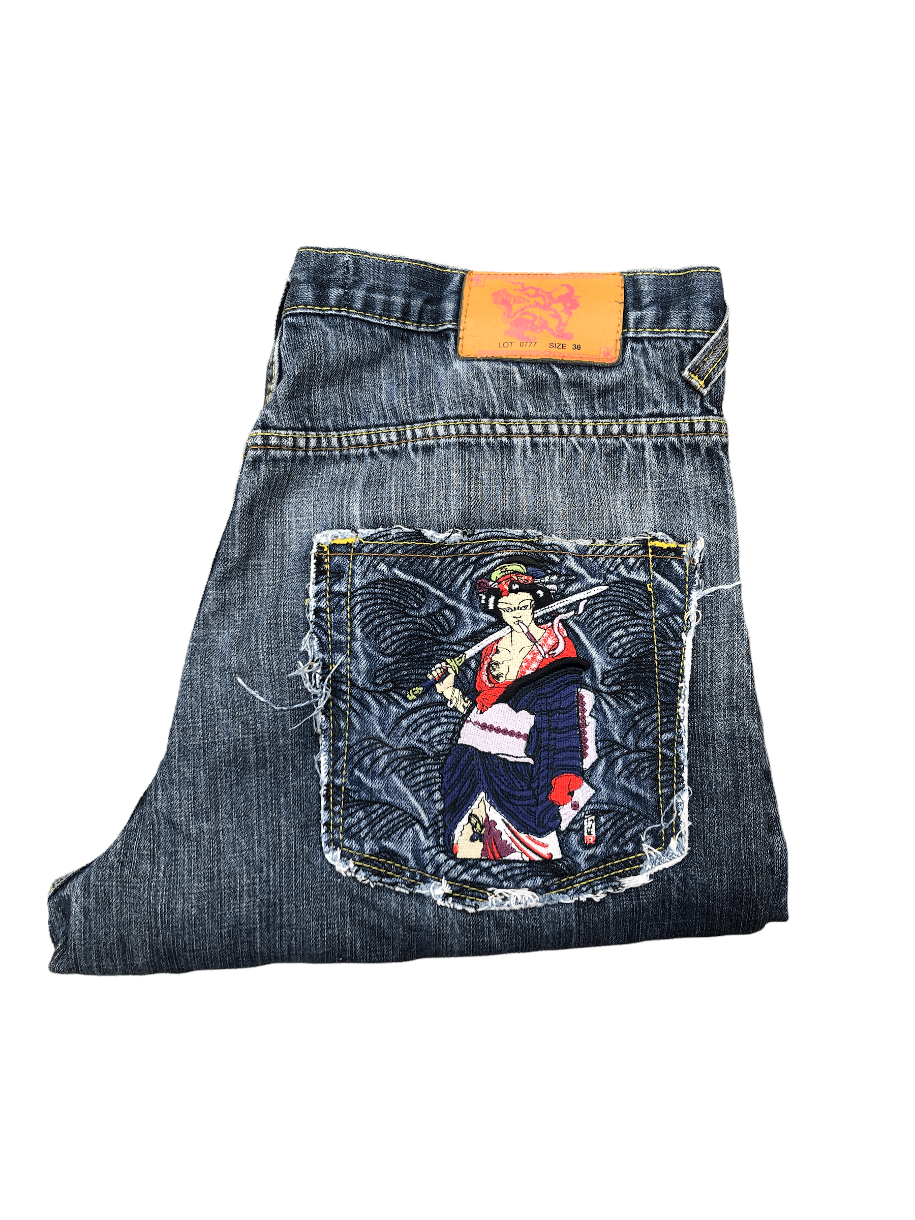 Japanese Brand × Vintage Vintage Japanese Denim Embroidered Jeans Size 38 Katana Size US 38 / EU 54 - 8 Thumbnail