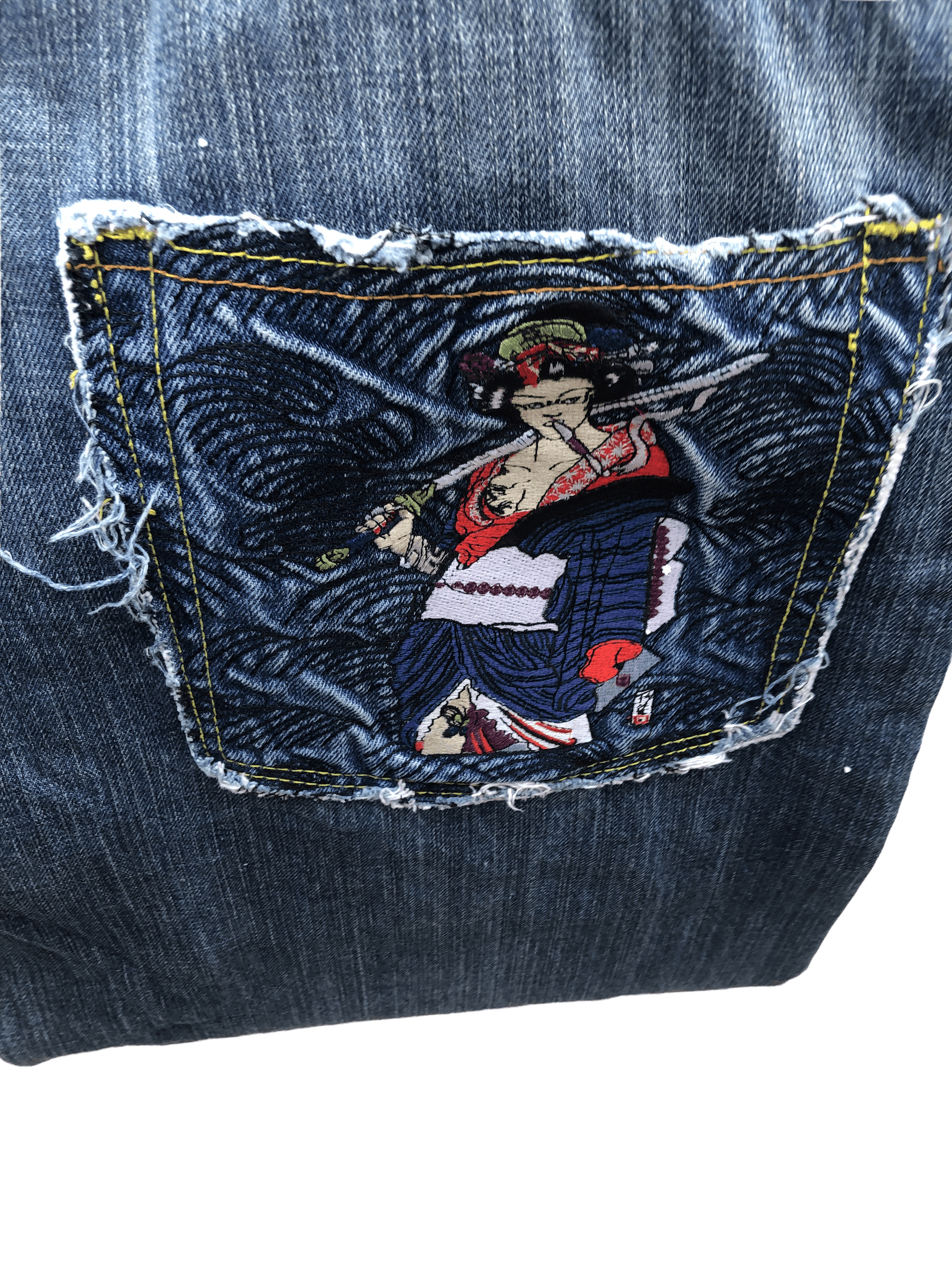 Japanese Brand × Vintage Vintage Japanese Denim Embroidered Jeans Size 38 Katana Size US 38 / EU 54 - 11 Thumbnail