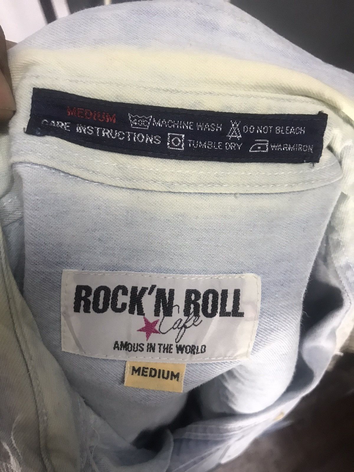 Japanese Brand Rock N roll Distressed denim button up shirt Size US M / EU 48-50 / 2 - 3 Thumbnail
