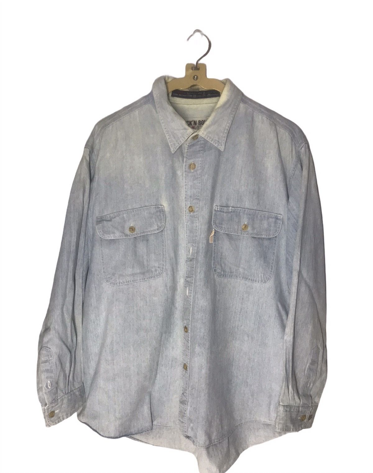 Japanese Brand Rock N roll Distressed denim button up shirt Size US M / EU 48-50 / 2 - 1 Thumbnail