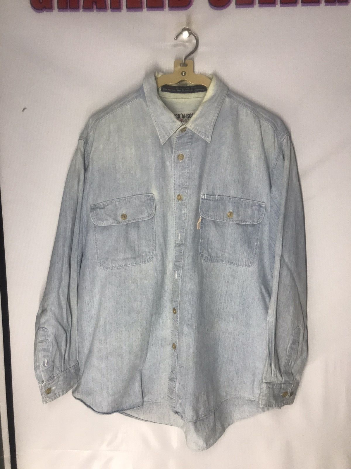 Japanese Brand Rock N roll Distressed denim button up shirt Size US M / EU 48-50 / 2 - 9 Thumbnail