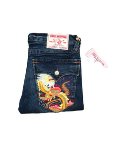 True Religion Rainbow Jennie Mid Rise Horseshoe Back Pocket Super Skinny  Jeans