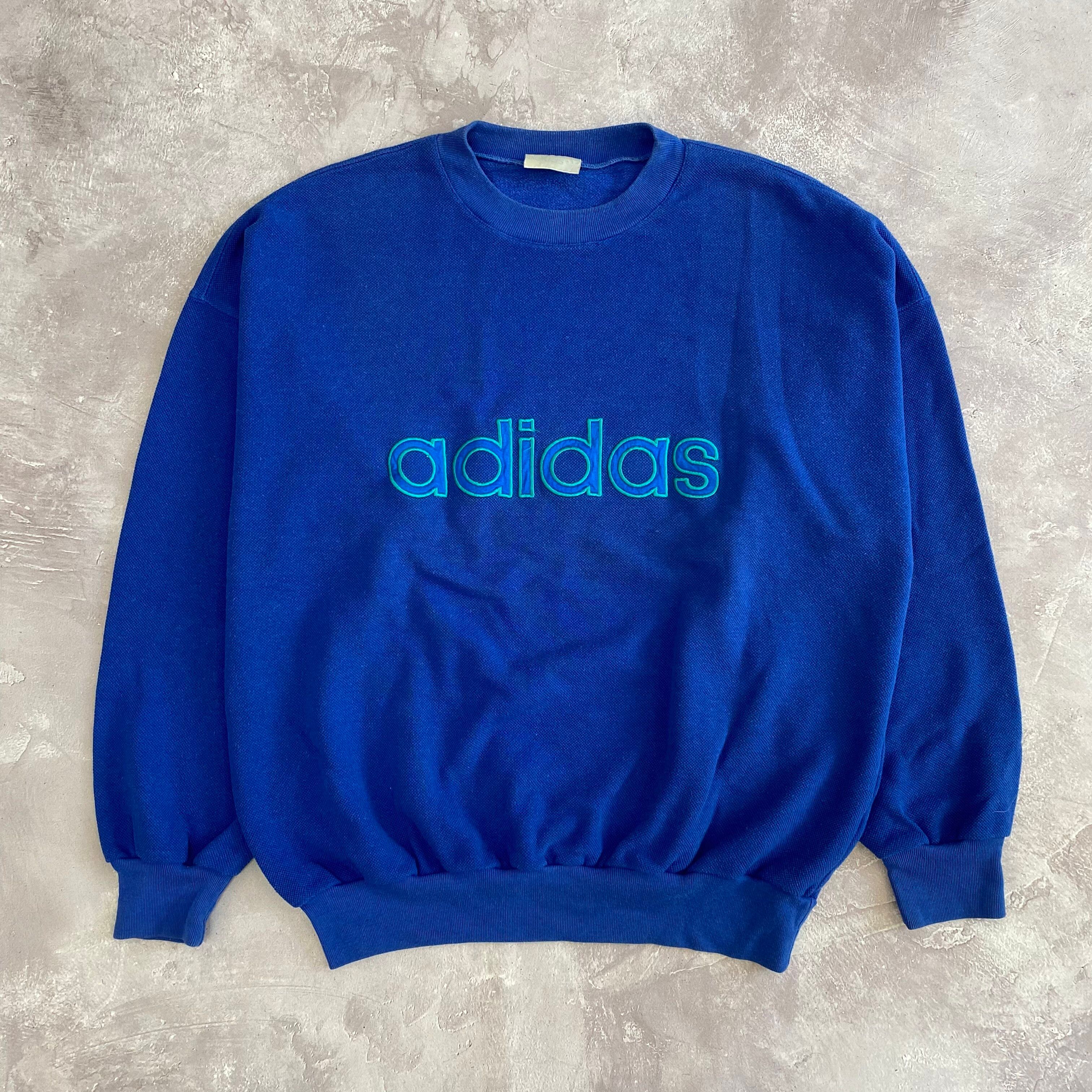 Pre-owned Adidas X Vintage Adidas Embroidered Sweatshirt In Blue