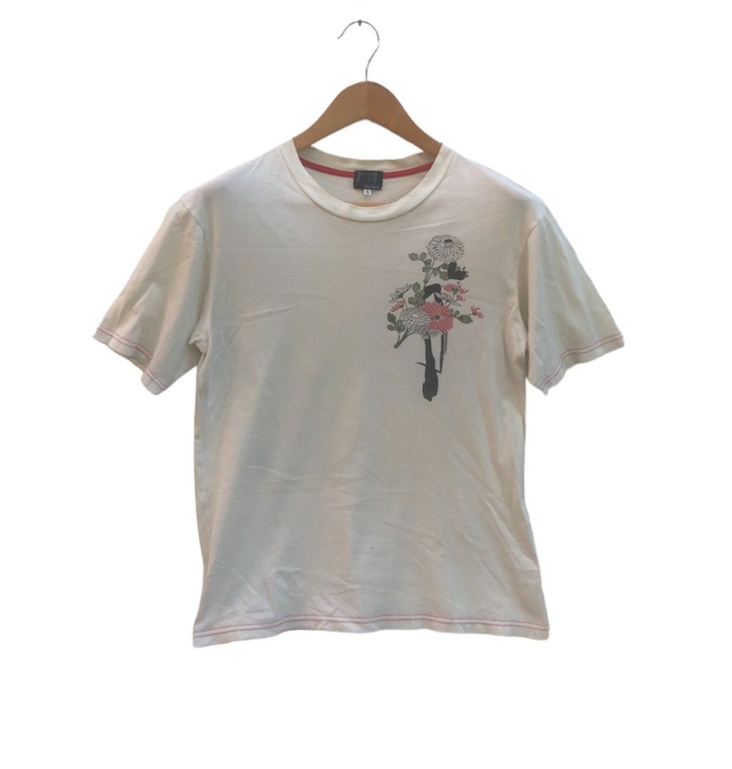 Japanese Brand TAKEO KIKUCHI Flower Design T Shirt #0548-17 Size US S / EU 44-46 / 1 - 4 Thumbnail