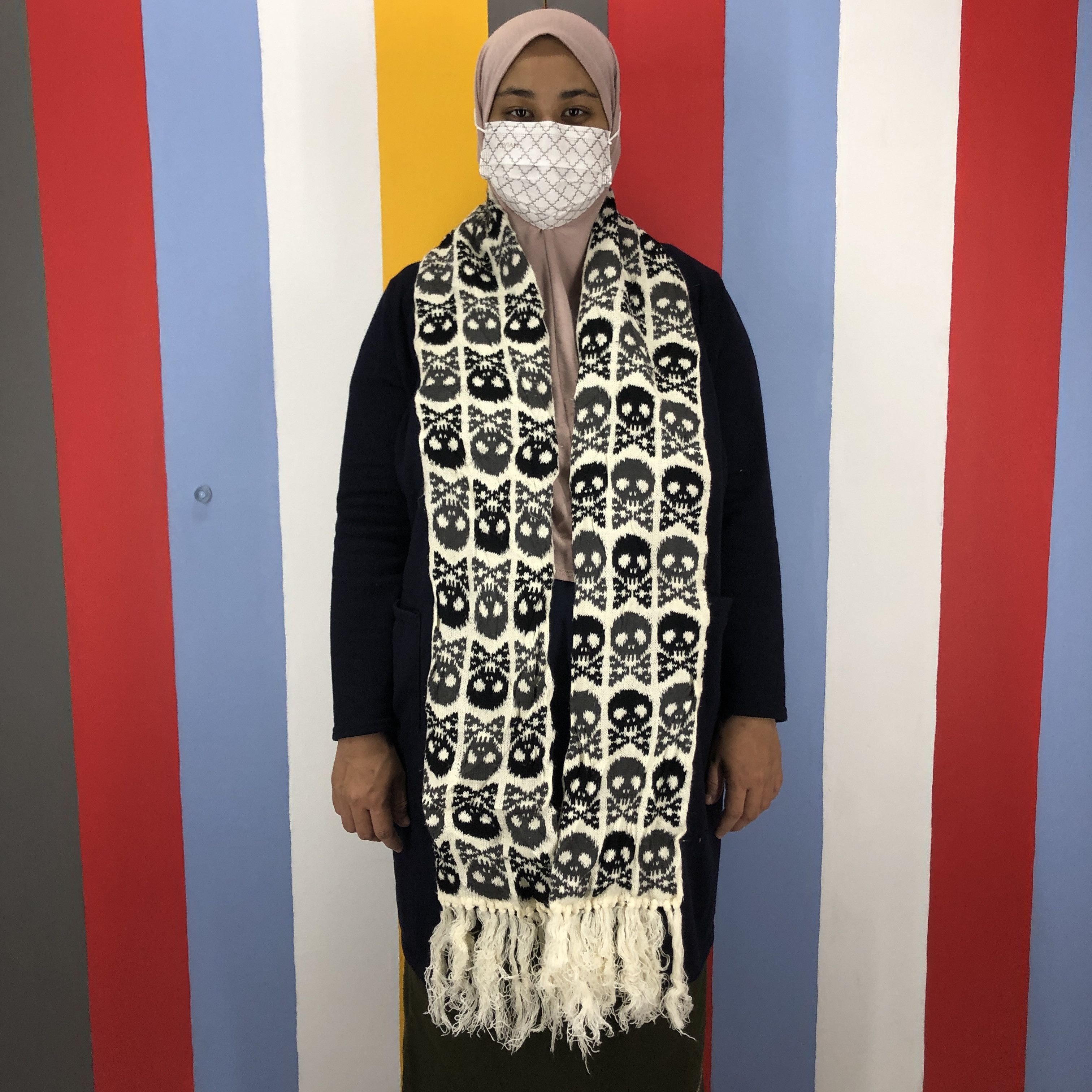 Other Skull All Over Print Muffler Scarf #0980/AG Size ONE SIZE - 2 Thumbnail