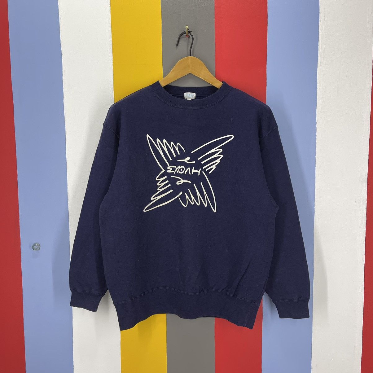 image of Exoah Made In Japan Crew Neck Sweatshirt 1192/ap in Navy Blue, Men's (Size Medium)