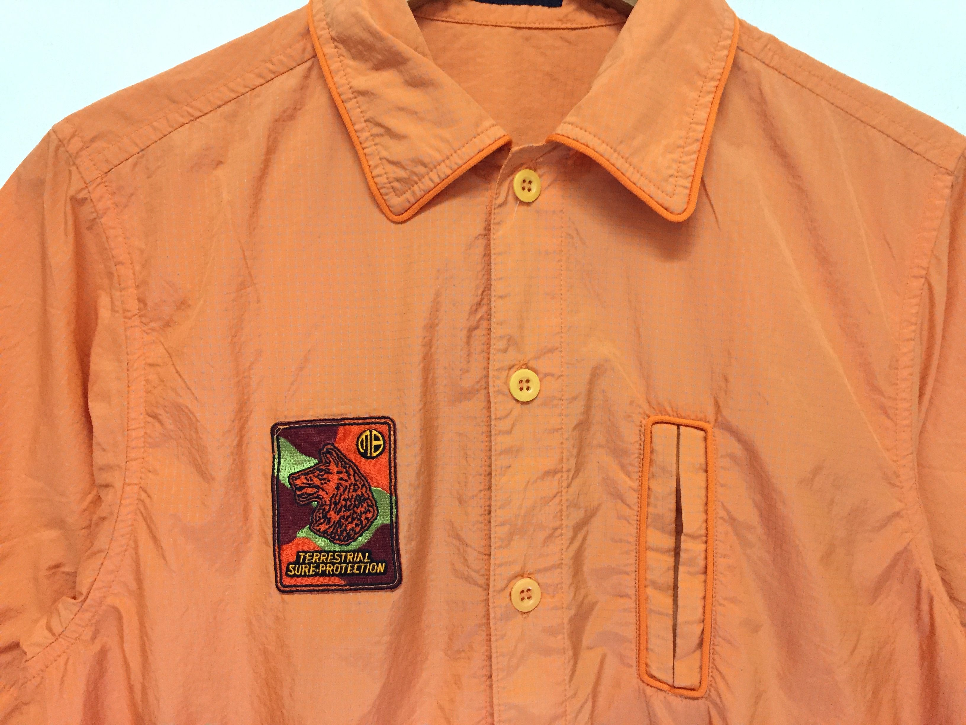 Japanese Brand 90's MILKBOY patch cyberpunk nylon vertical pocket shirt Size US M / EU 48-50 / 2 - 4 Thumbnail