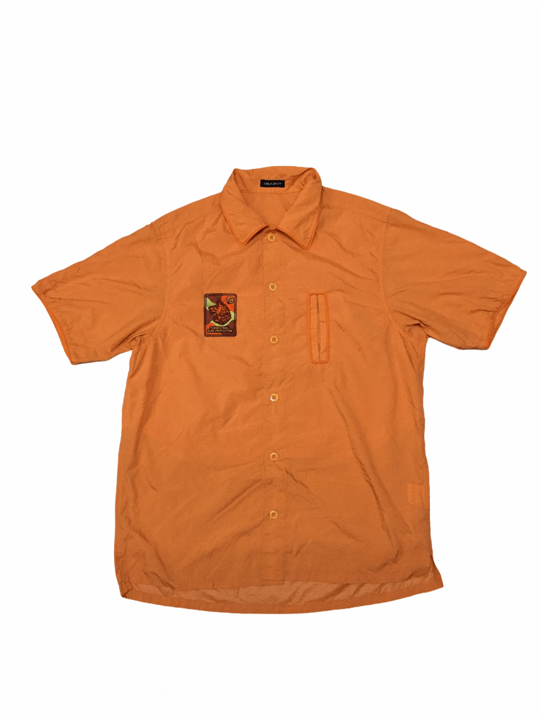 Japanese Brand 90's MILKBOY patch cyberpunk nylon vertical pocket shirt Size US M / EU 48-50 / 2 - 1 Thumbnail