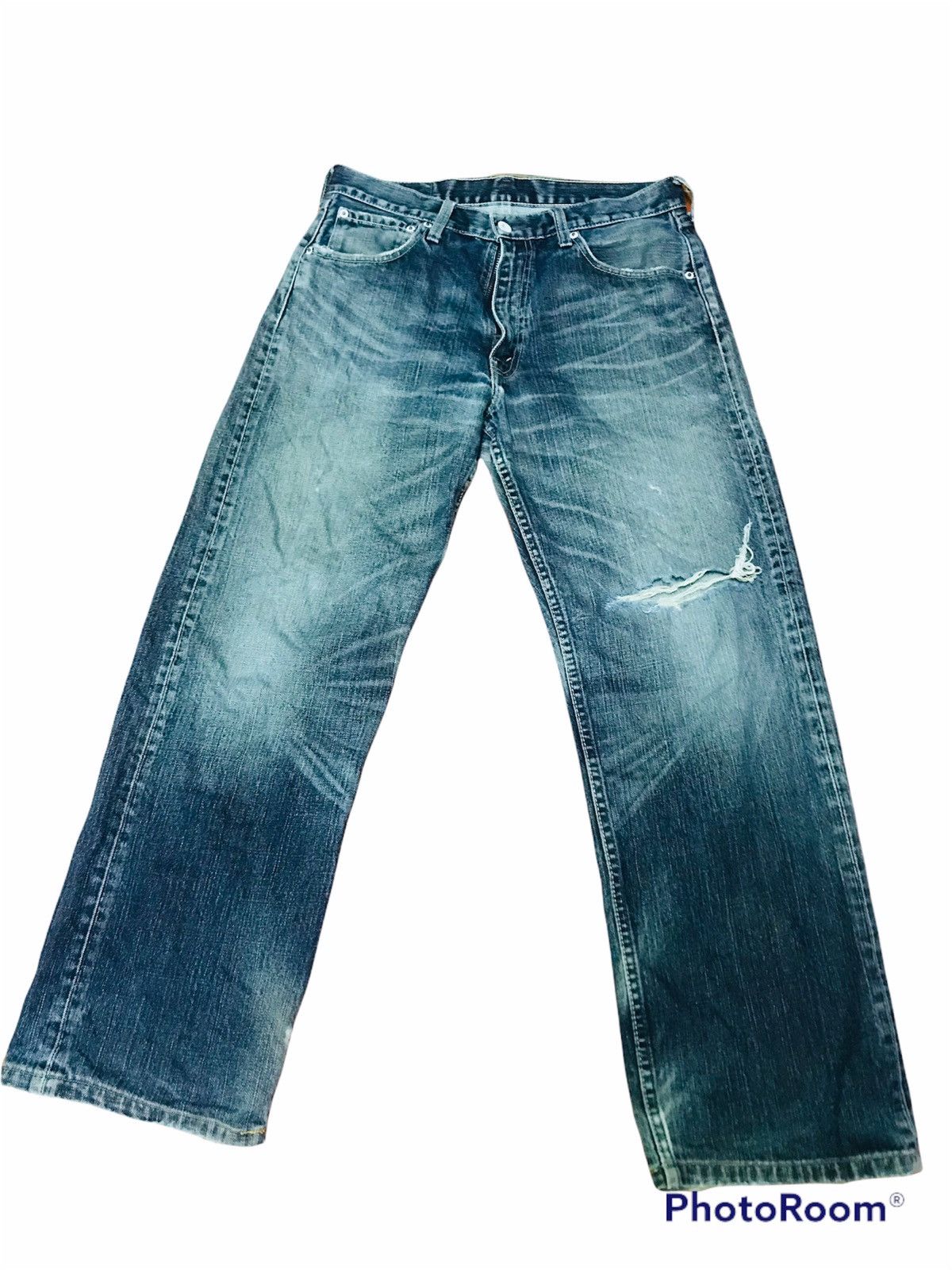 Levi's Vtg Distressed Wide-Leg Blue Jeans Faded Wash Ripped Detail Size US 32 / EU 48 - 1 Thumbnail