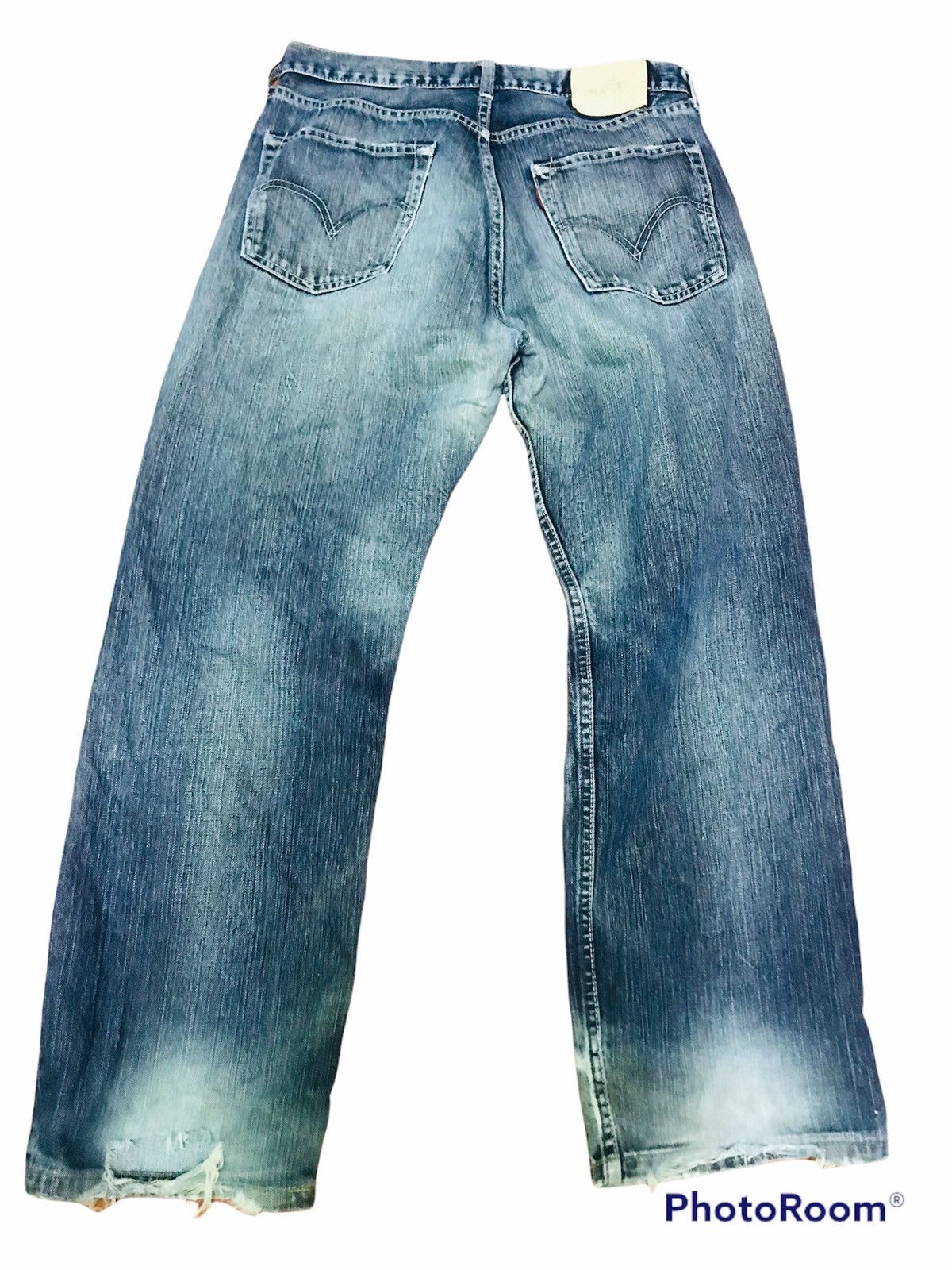 Levi's Vtg Distressed Wide-Leg Blue Jeans Faded Wash Ripped Detail Size US 32 / EU 48 - 3 Thumbnail