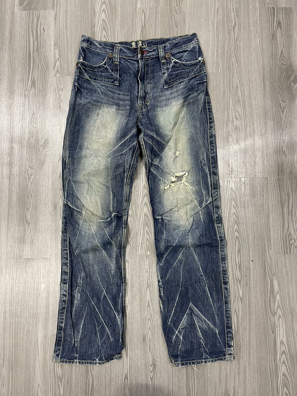 image of Awesomeoniarai Japan Devil Distressed Denim in Blue, Men's (Size 34)