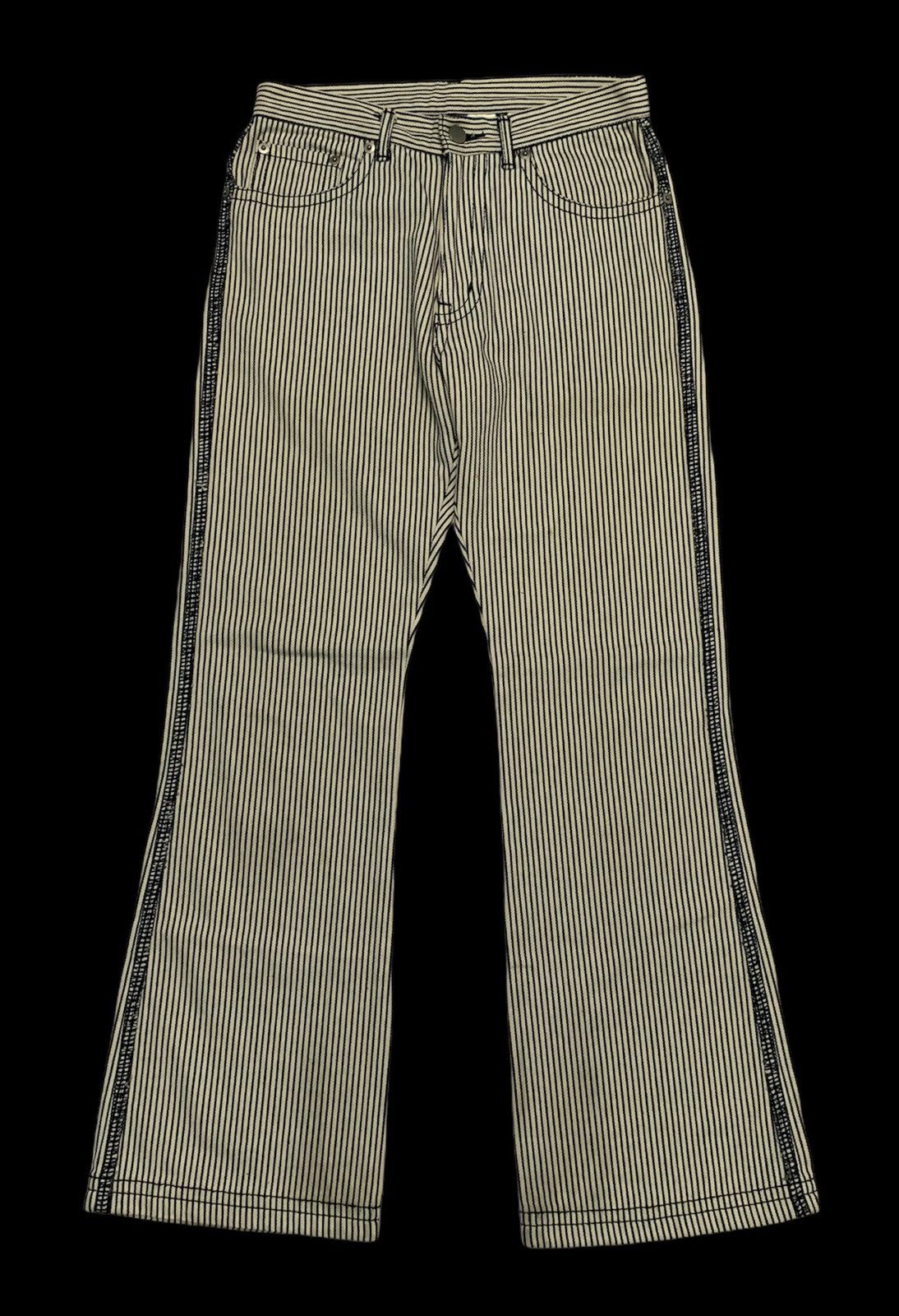Comme des Garcons Homme Plus 🇯🇵AW03 Comme Des Garcons Striped Flared Pants Jail Prison Size US 26 / EU 42 - 2 Thumbnail