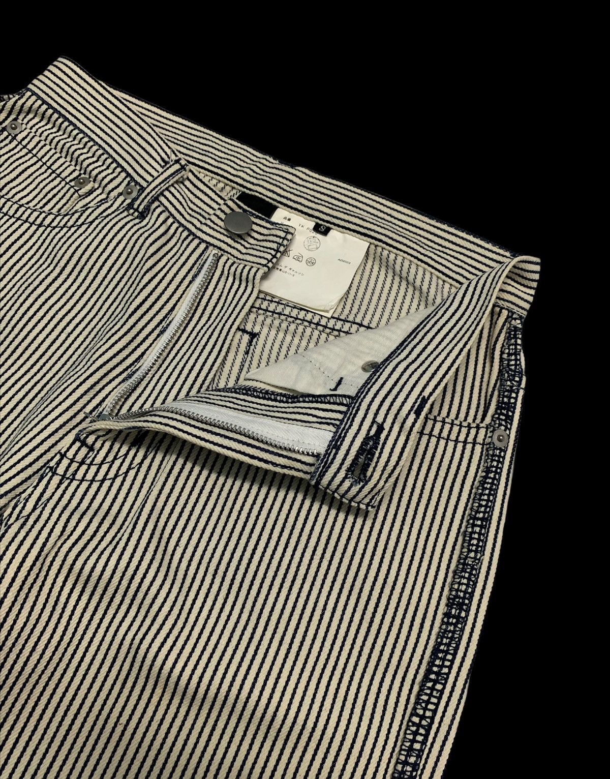 Comme des Garcons Homme Plus 🇯🇵AW03 Comme Des Garcons Striped Flared Pants Jail Prison Size US 26 / EU 42 - 7 Thumbnail