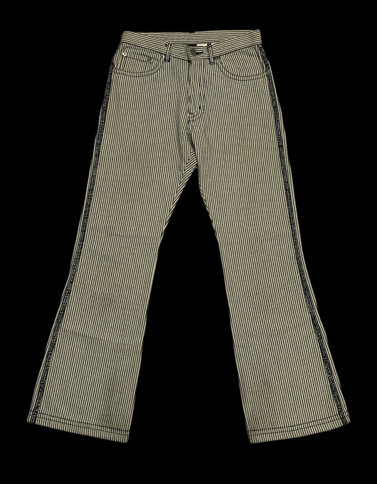 Comme des Garcons Homme Plus 🇯🇵AW03 Comme Des Garcons Striped Flared Pants Jail Prison Size US 26 / EU 42 - 3 Thumbnail