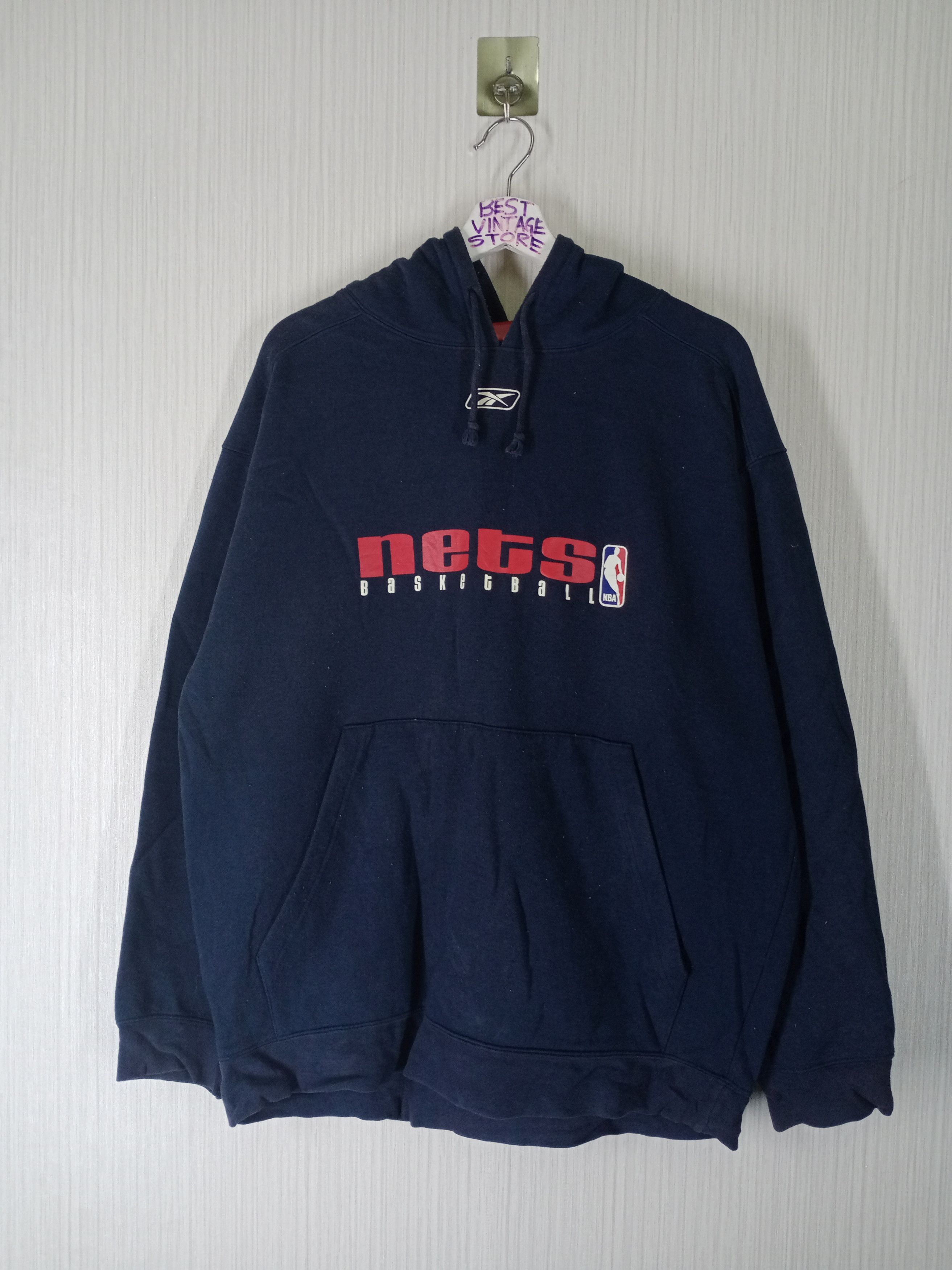 NBA Vintage 90s Nets NBA Basketball Hoodie Sweatshirt Size US L / EU 52-54 / 3 - 1 Thumbnail